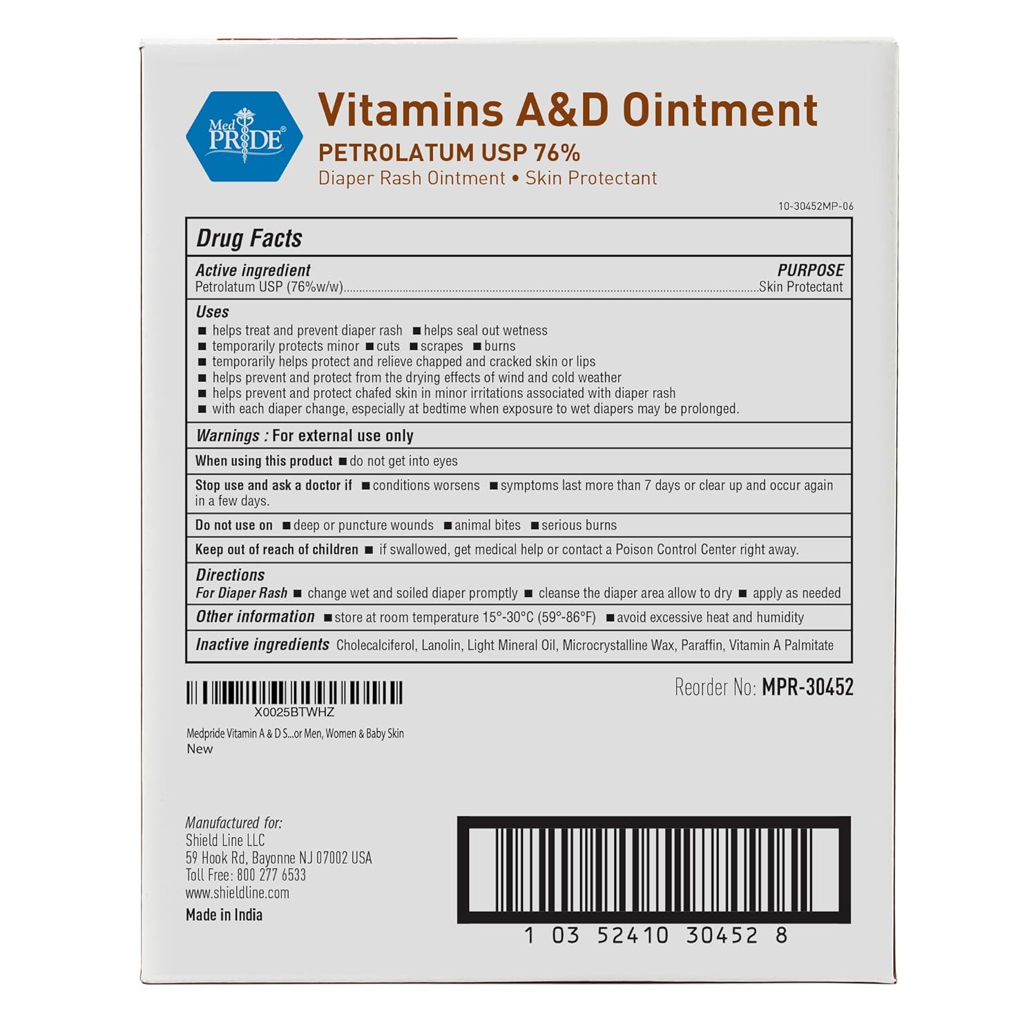 MedPride Vitamins A & D Ointment - 5g Packets - 144 packets/box, Case of 6 (864Count)