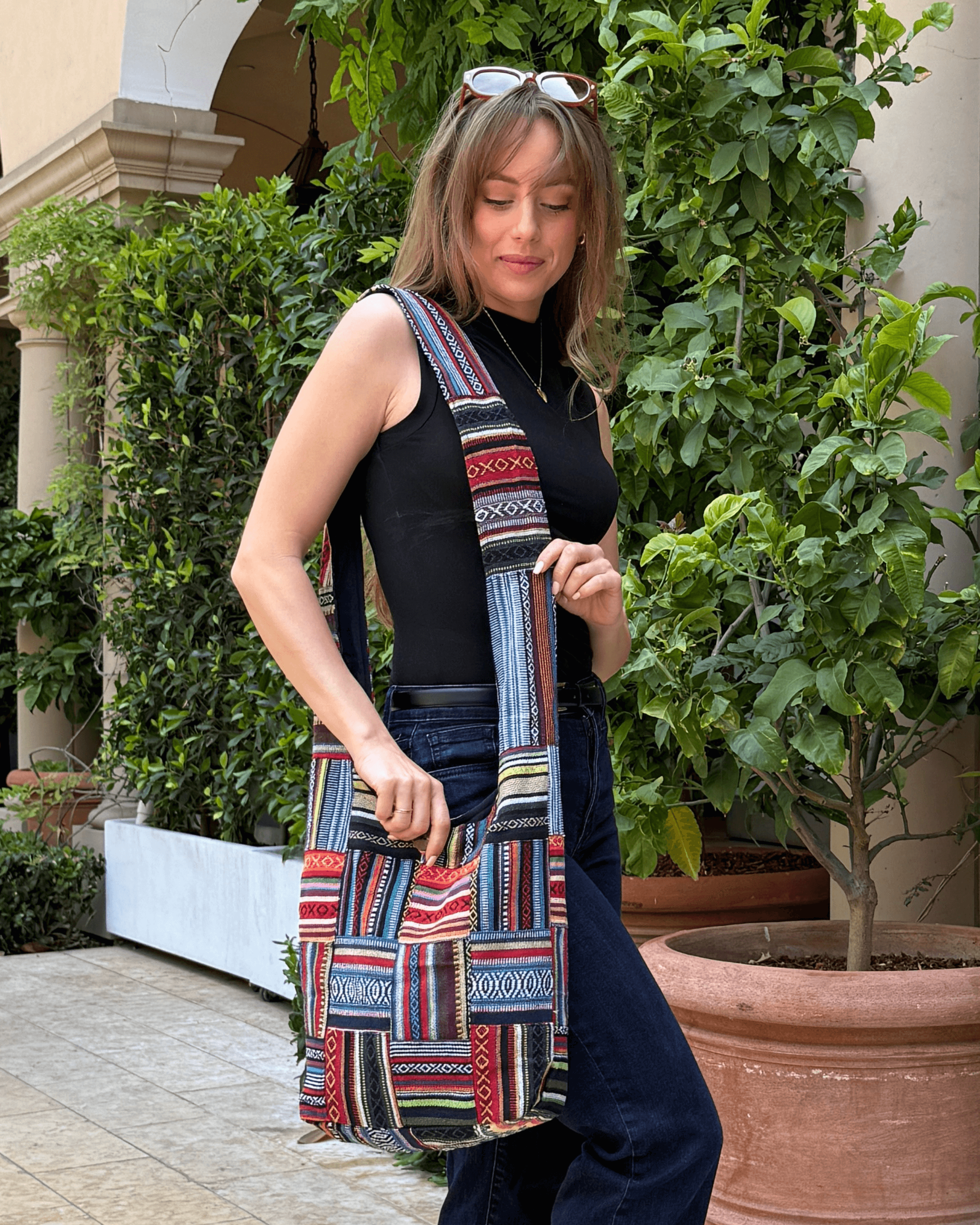 Kathmandu Collection Patchwork Striped Hobo Bag by Jupiter Gear