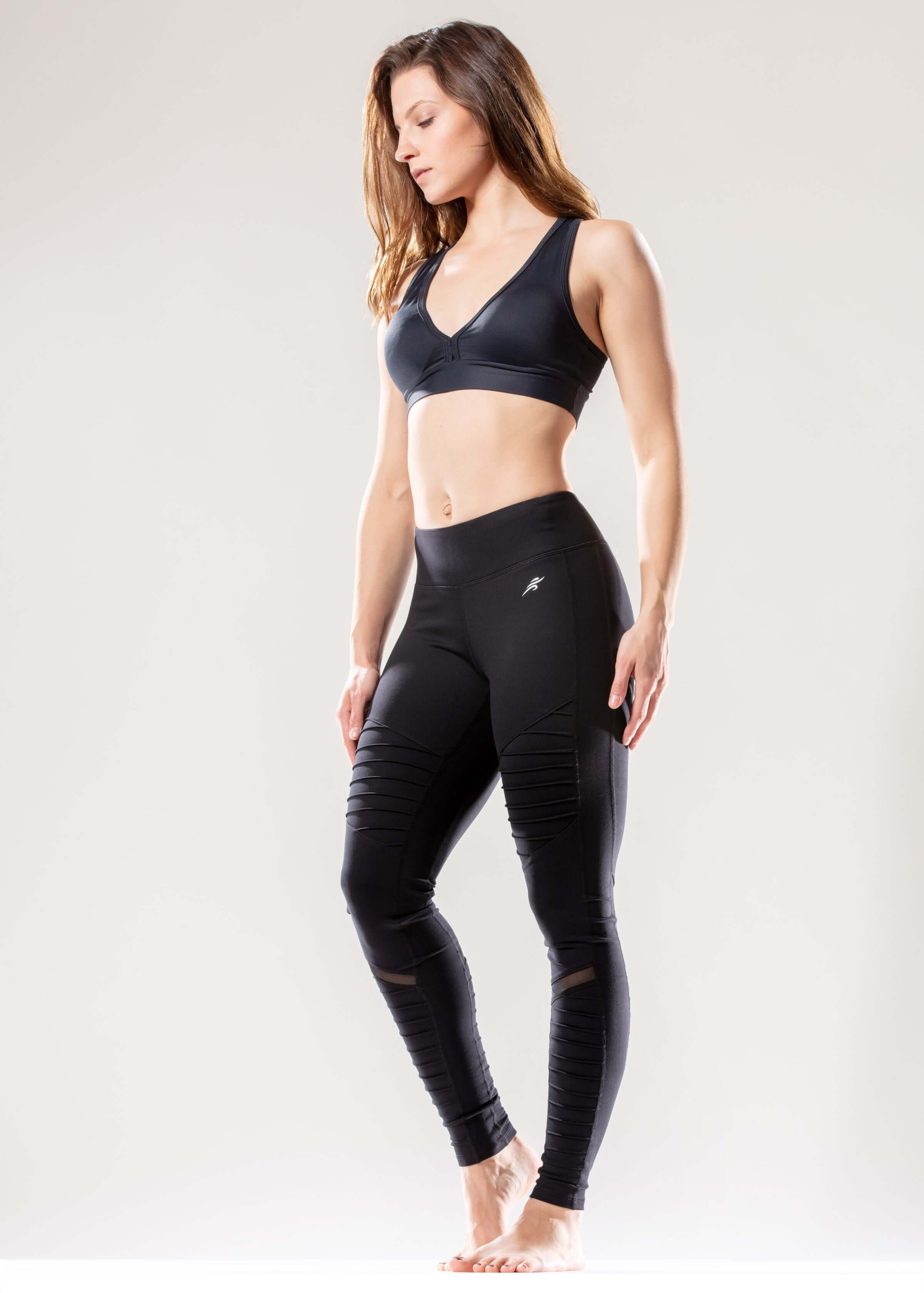 Athletique Low-Waisted Ribbed Leggings with Hidden Pocket and Mesh Panels by Jupiter Gear