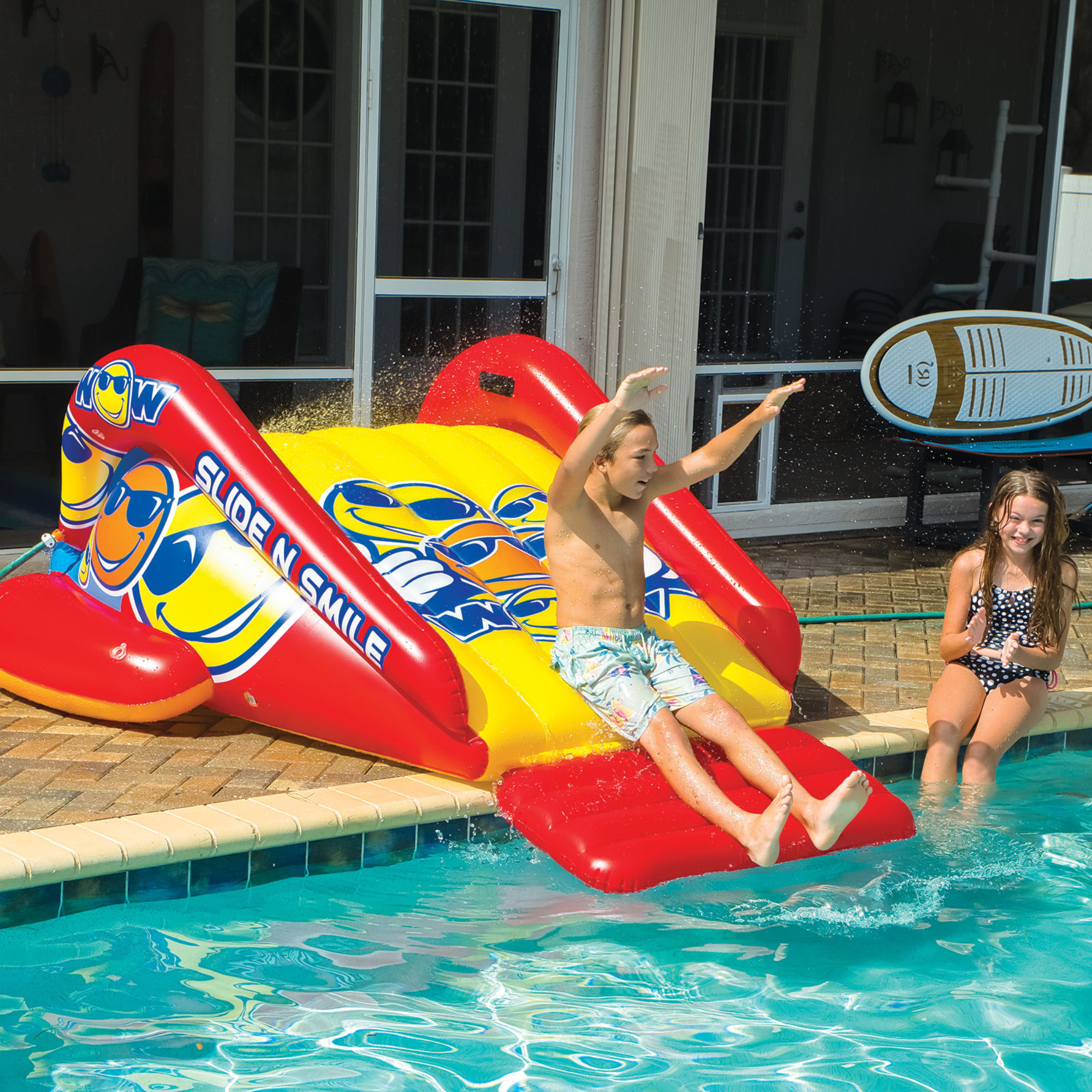 WOW Sports Slide N Smile Inflatable Pool Slide with Sprinklers for Kids and Adults by Jupiter Gear