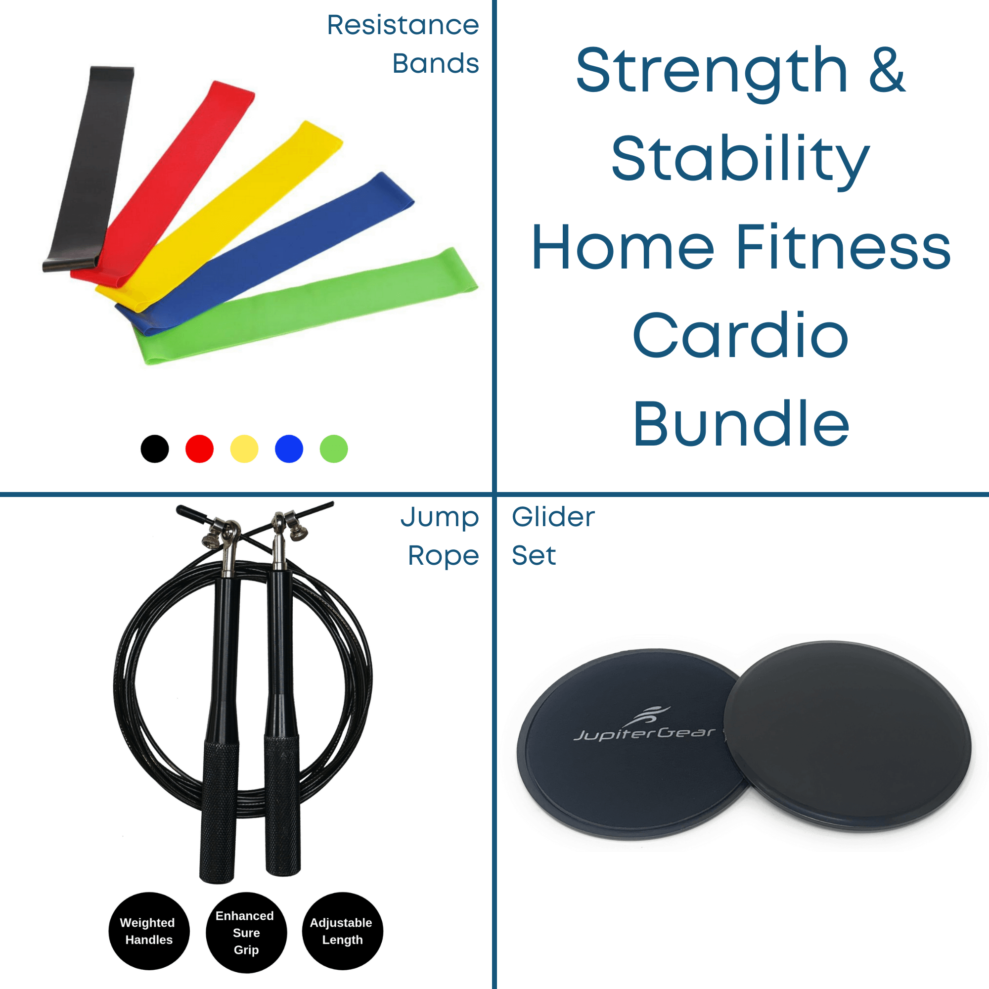 Strength & Stability Home Fitness Cardio Bundle by Jupiter Gear