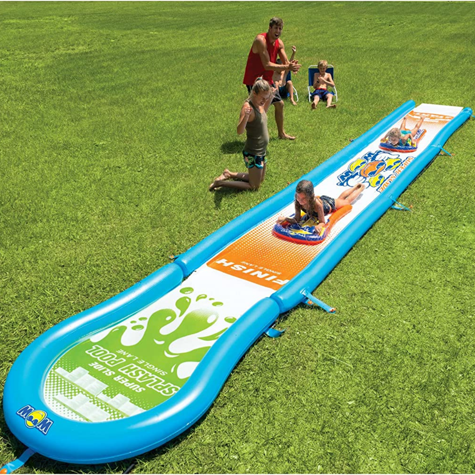 WOW Sports Single Lane Backyard Lawn Slide with Attached Pool by Jupiter Gear
