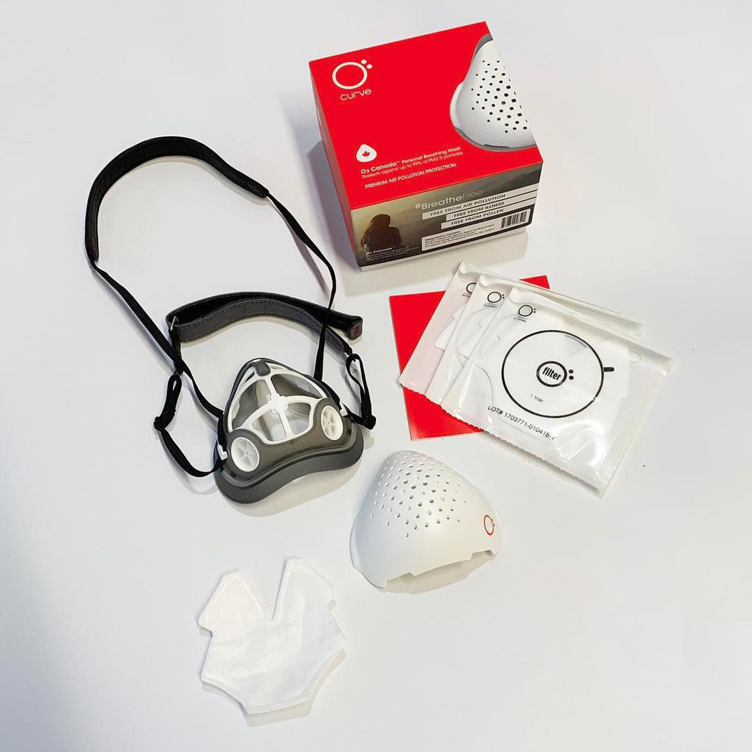 1.0 - Pure O2 Curve Respirator w/ 3 Filters & Sports Strap by O2Canada.com