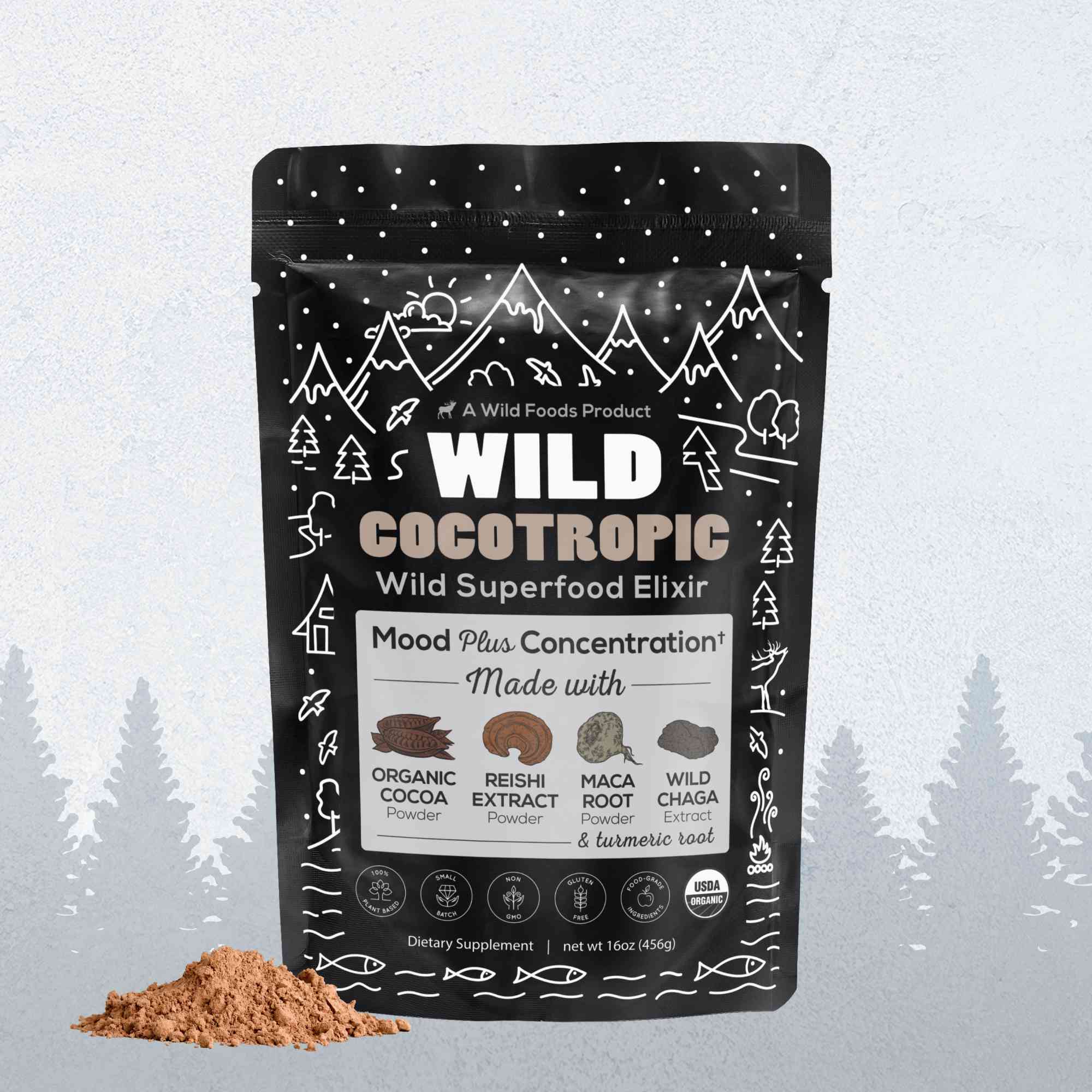 CocoTropic, 32 servings – Organic Mushroom Mix for Energy & Focus by Wild Foods