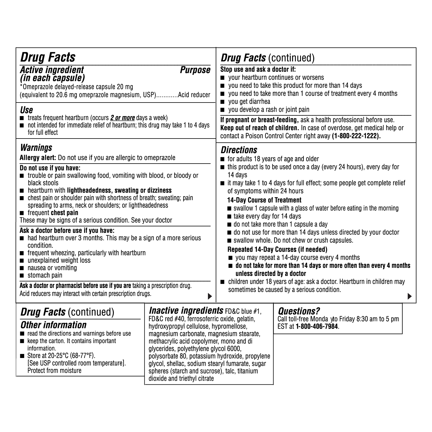 Curist Omeprazole 20 mg Drug Facts