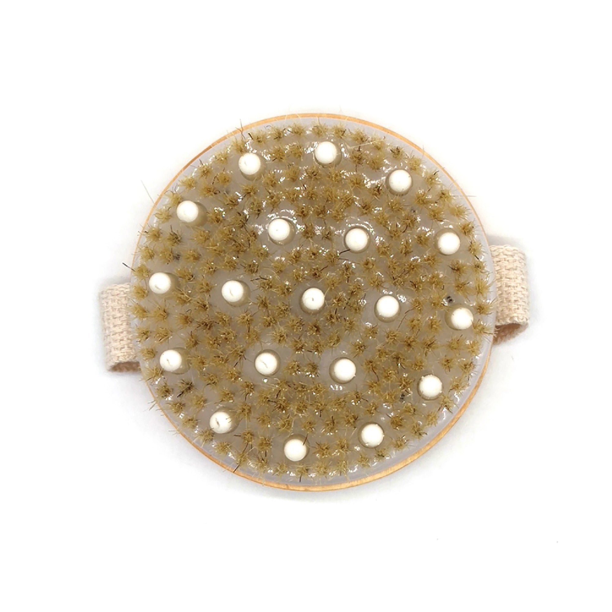 Bath Brush and Rubber Massager with Lotus wooden handle by Pursonic