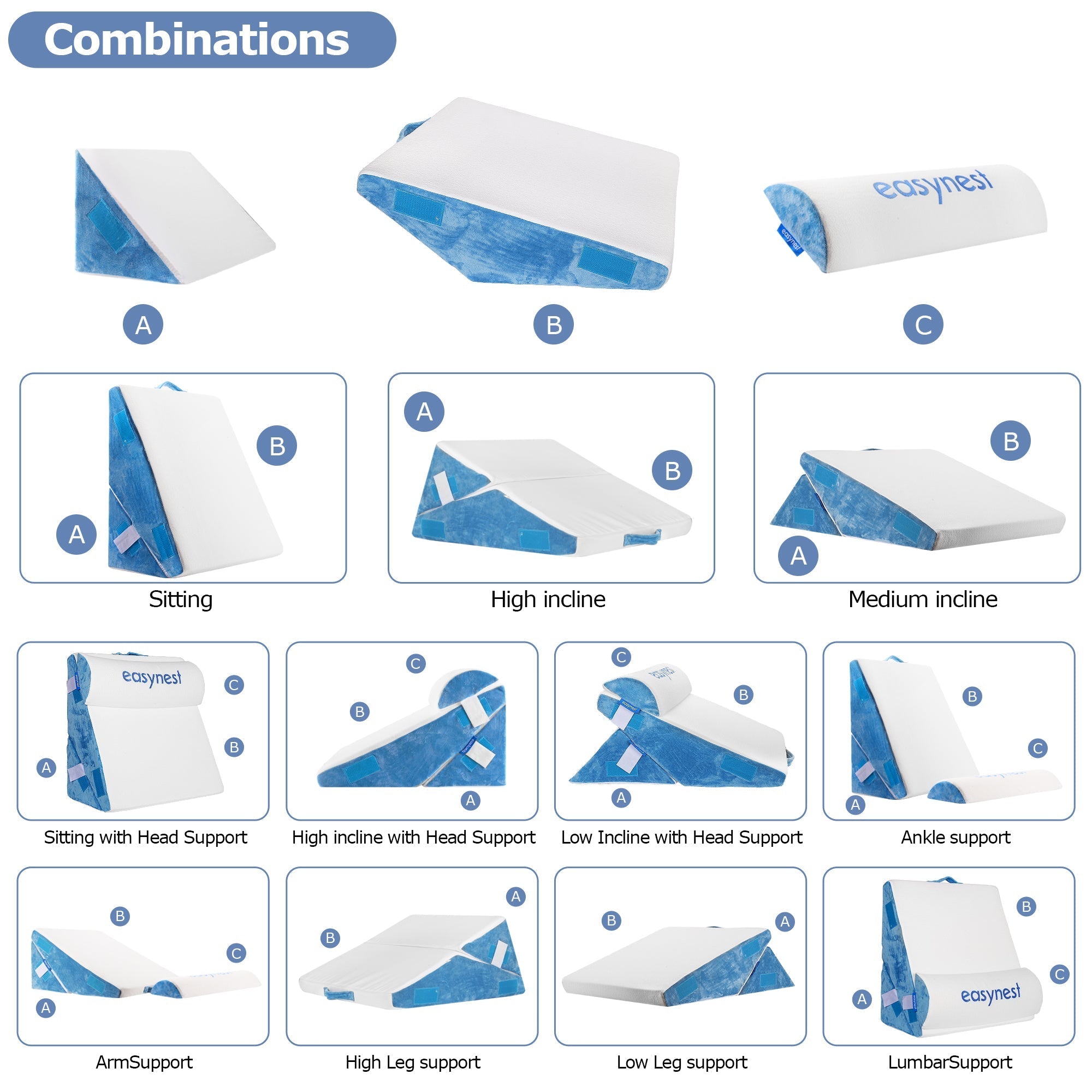 EASYNEST Bed Wedge Pillow Set by PlayMakar