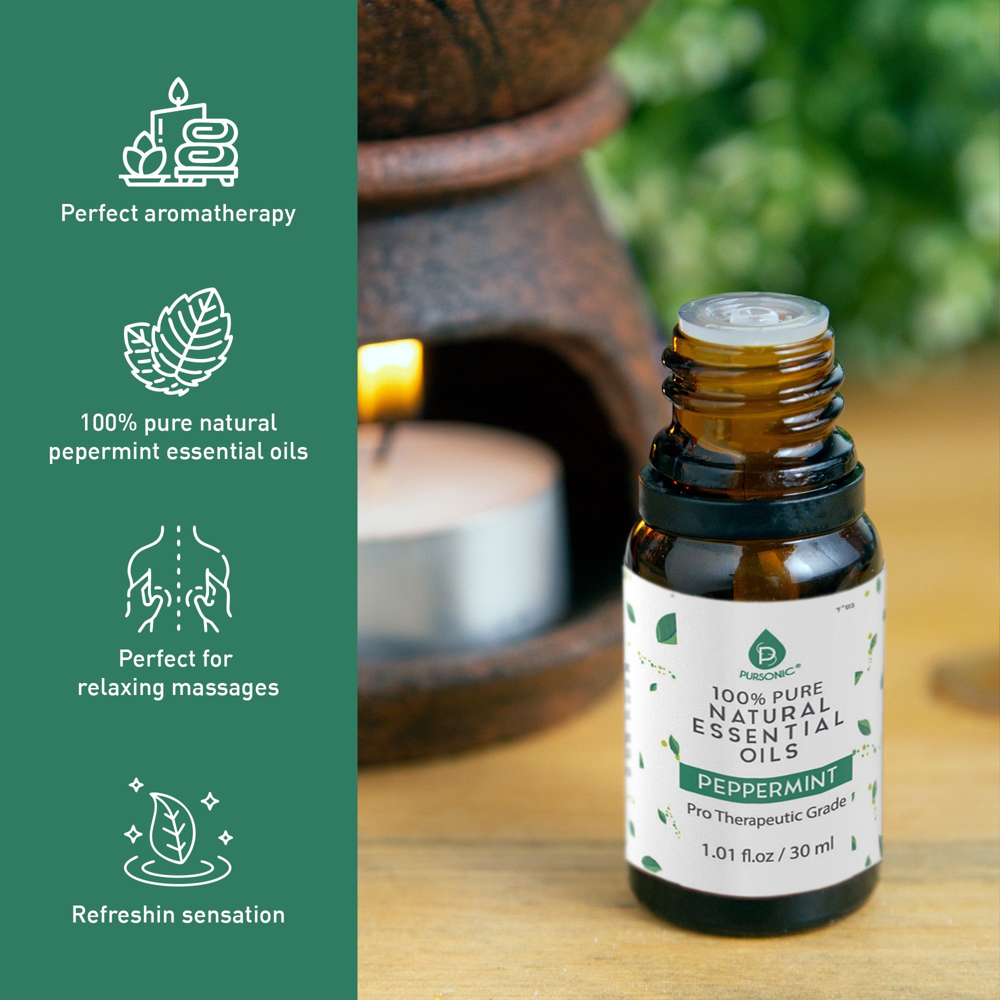 100% Pure & Natural Peppermint Essential Oils by Pursonic