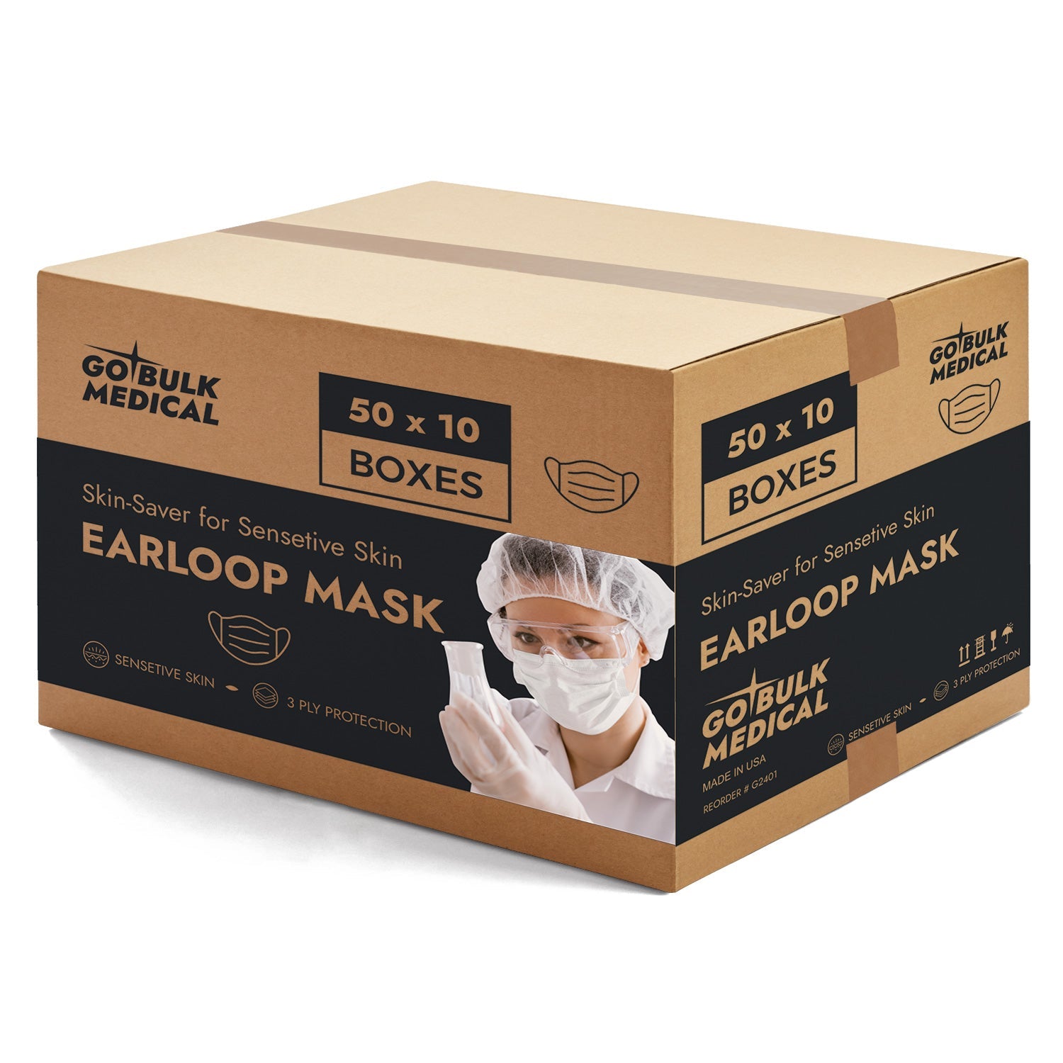 Pallet Sensitive Skin Earloop Masks(30,000 Masks) by Pro Gear - 60 Cases - Made in the USA