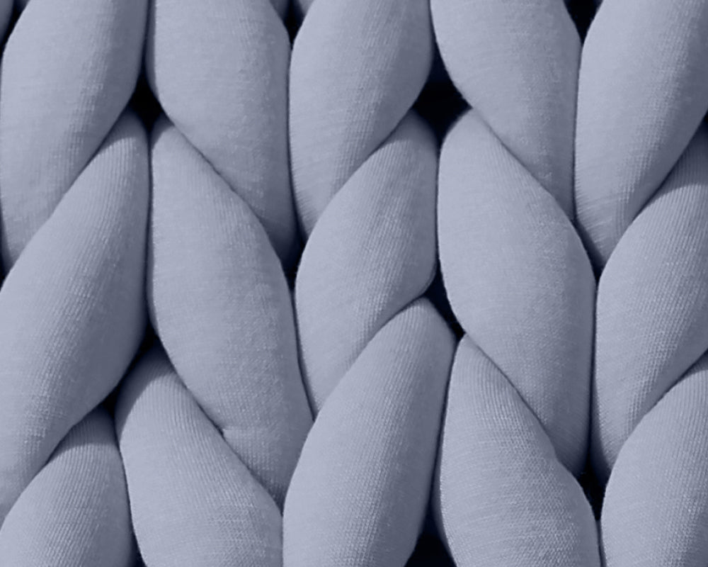 Closeup on the texture of the Blueberry Gravity Weighted Chunky Knit Blanket - #color_blueberry