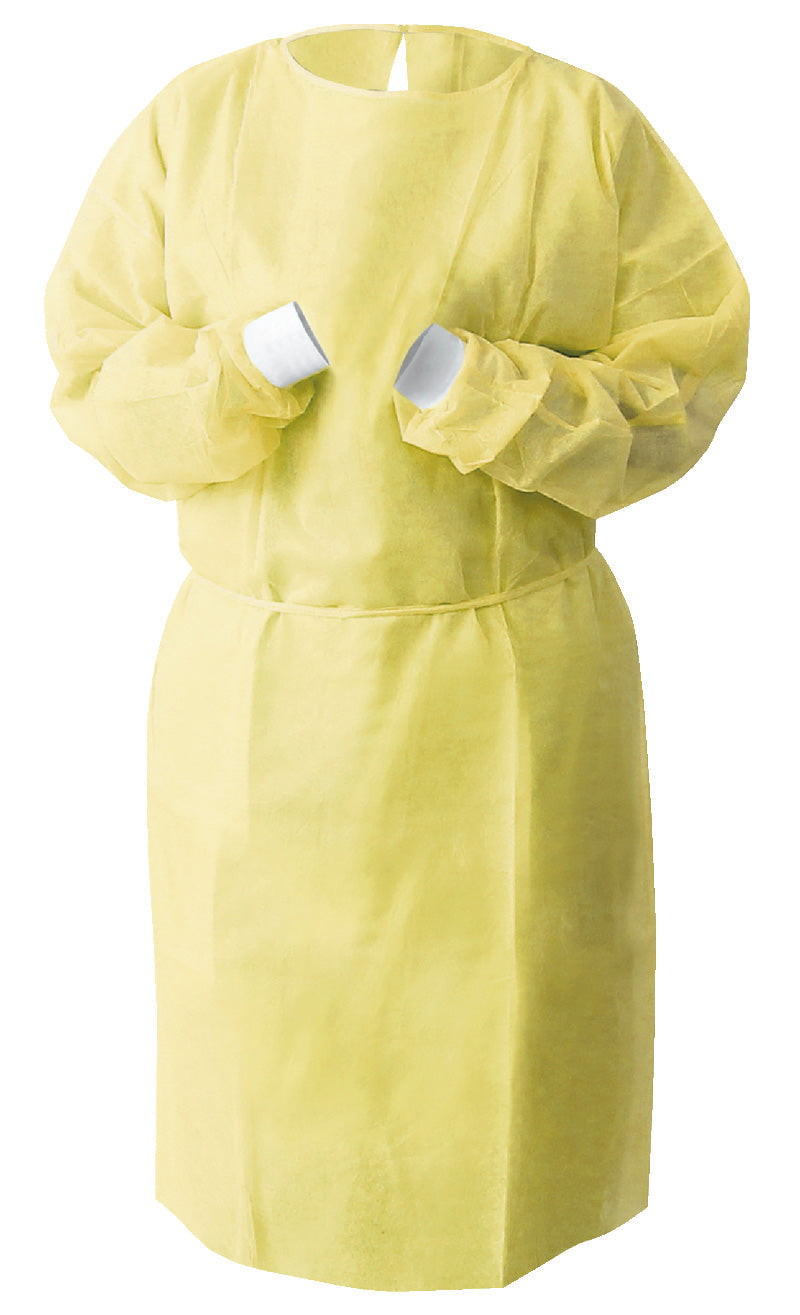 Pallet Disposable Isolation Gowns with Knit Cuffs - 30 Cases (3,000 Gowns) Universal Size Level 2 SMS - Yellow