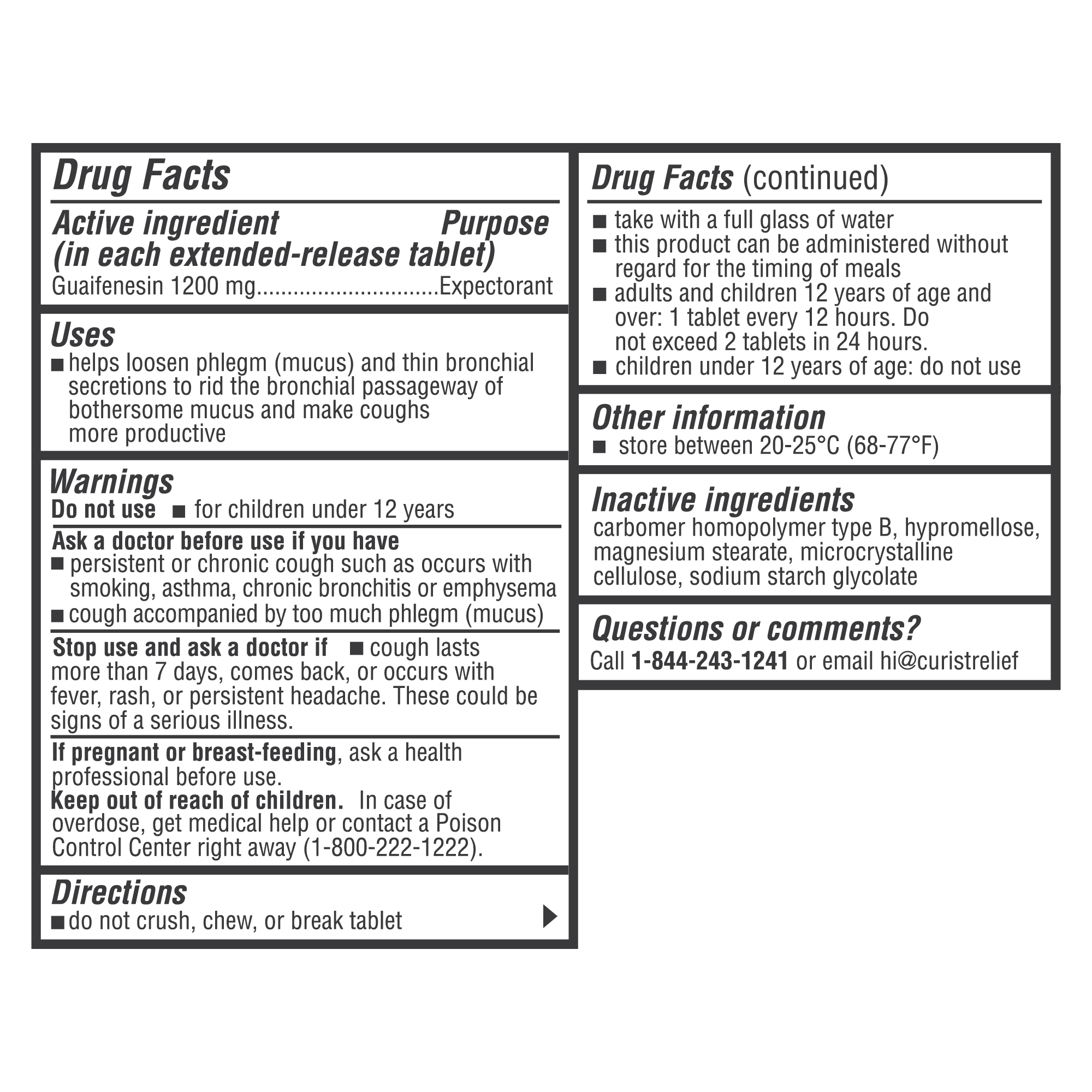 guaifenesin 1200 mg drug facts image