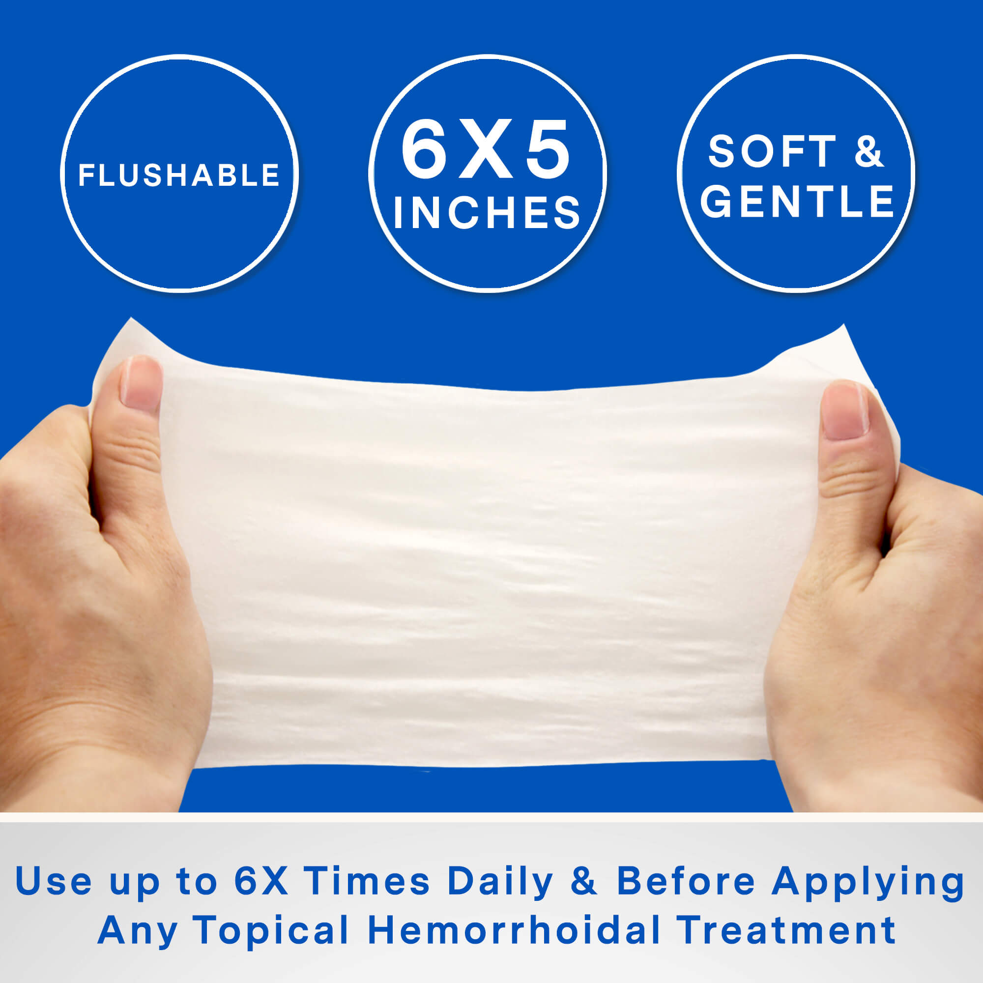 Hemorrhoid wipes 6x5 flushable