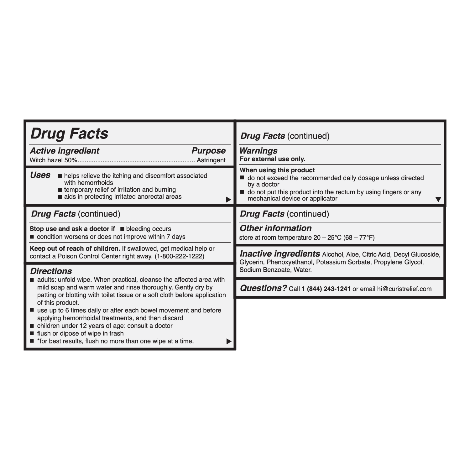 medicated hemorrhoid wipes drug facts