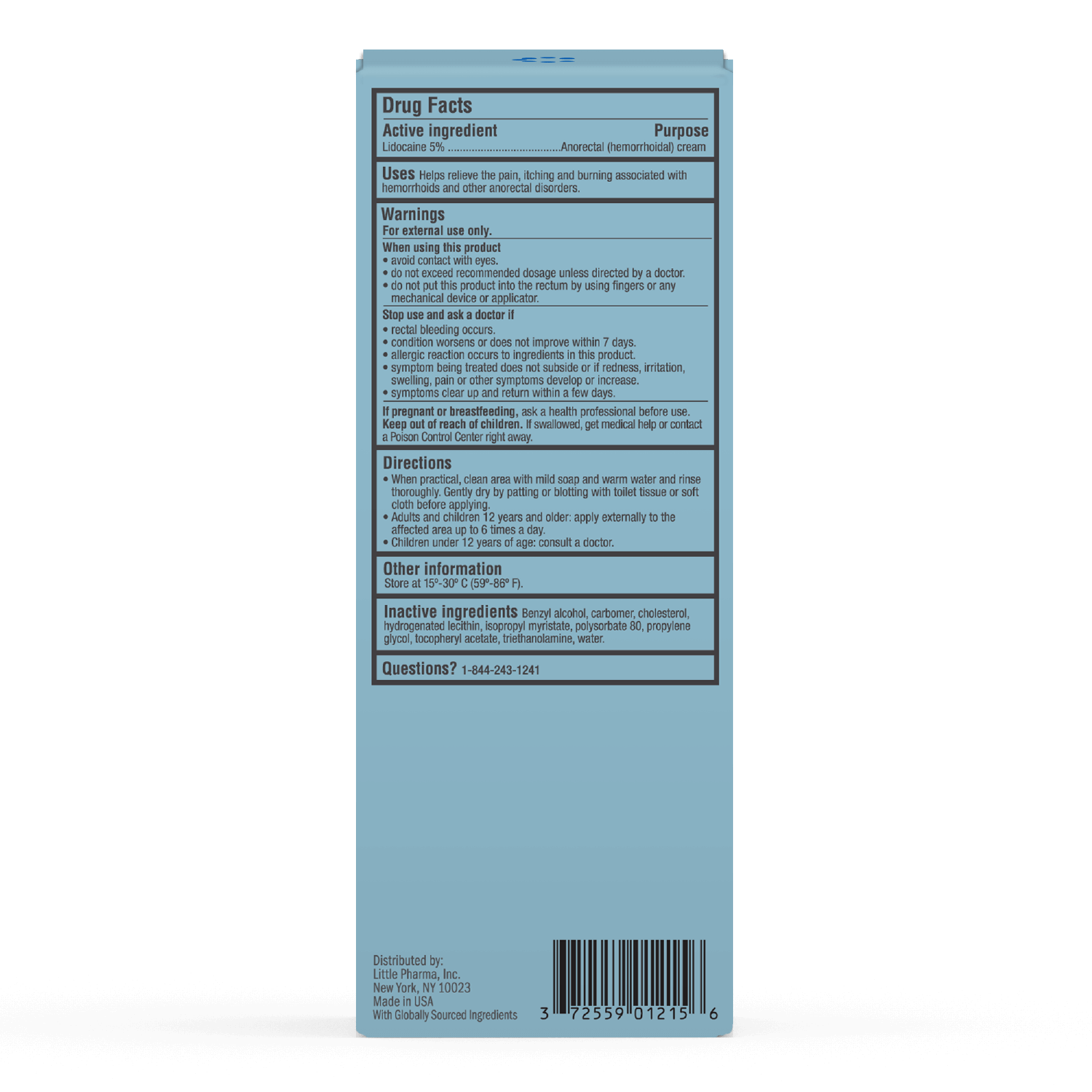 Lidocaine 5% for Hemorrhoids Drug Facts 