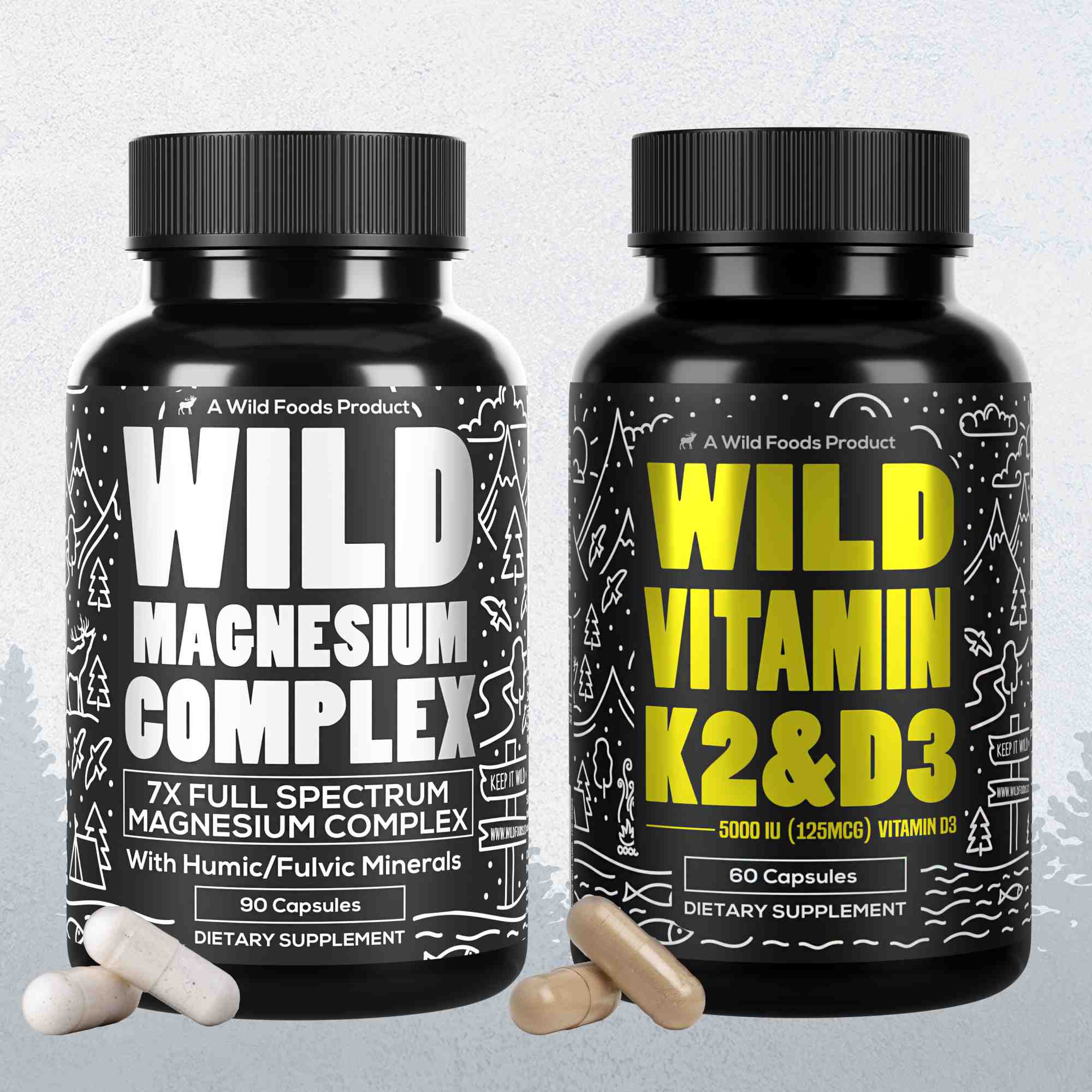 Vitamin K2 (MK-7) & Vitamin D3 (5000 IU) & Black Pepper Extract by Wild Foods
