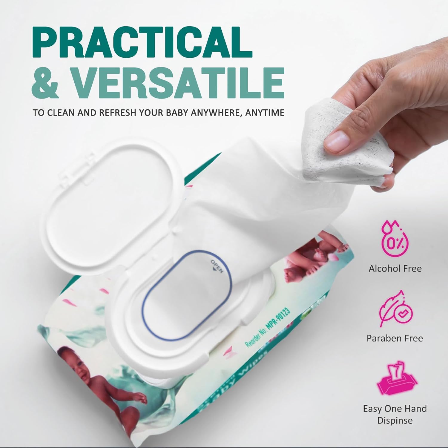 MedPride Baby Wipes, Scented with Aloe Vera and Vitamin E, Blue, 6"x7.5" - 80/Pack, Case of 24 (1920 count)