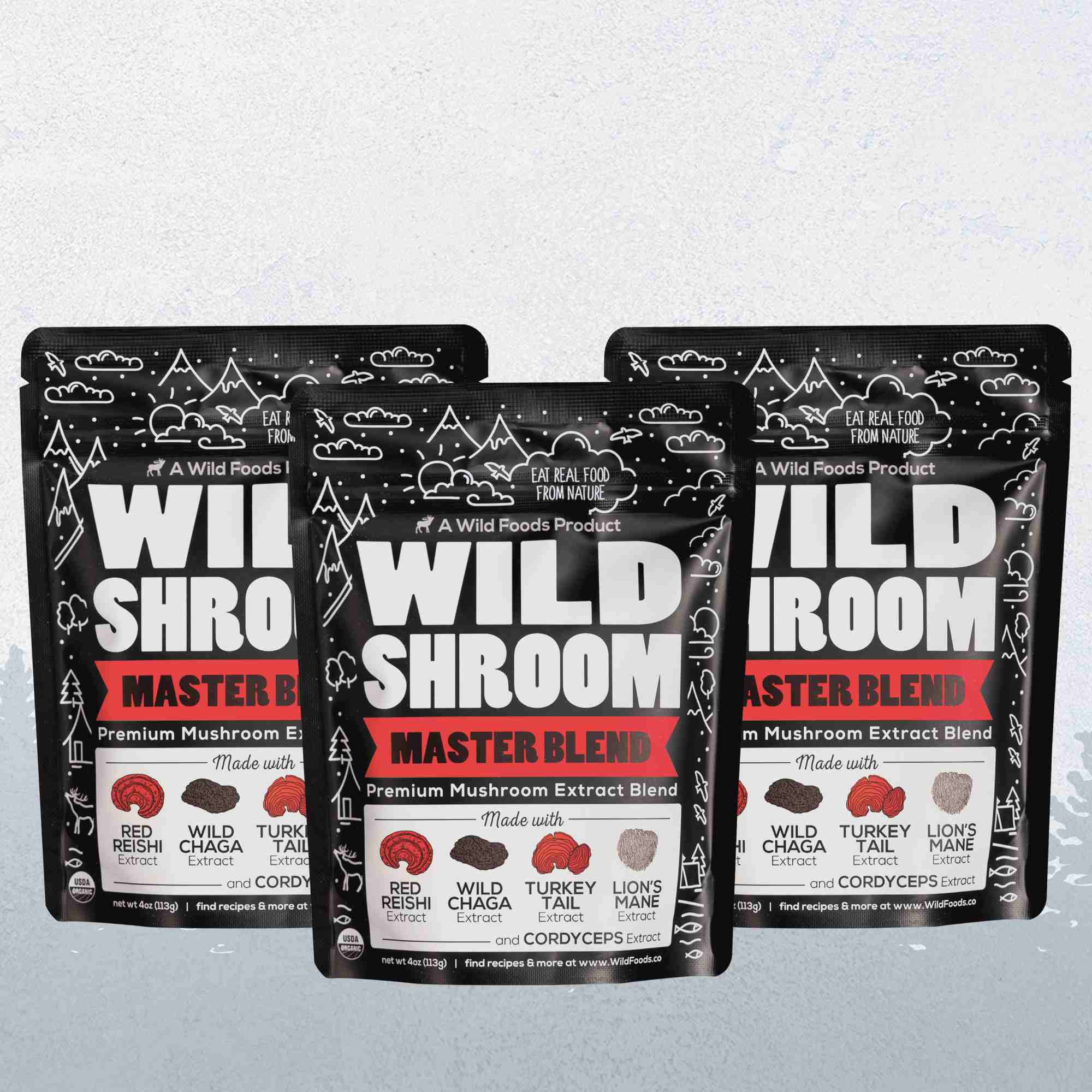 Master Mushrooms Blend, 110 servings – Immune Boosting Adaptogenic Mushrooms by Wild Foods