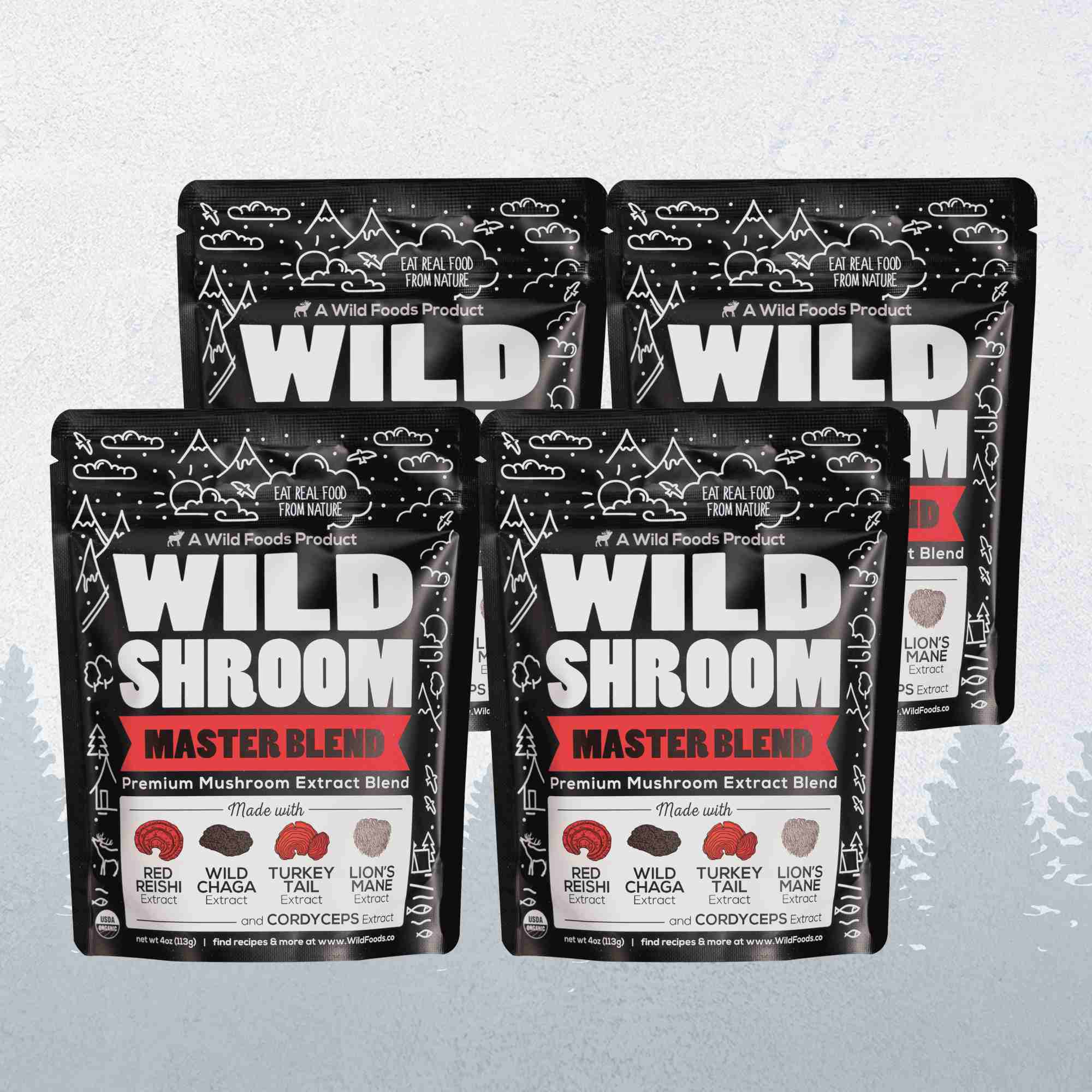 Master Mushrooms Blend, 110 servings – Immune Boosting Adaptogenic Mushrooms by Wild Foods