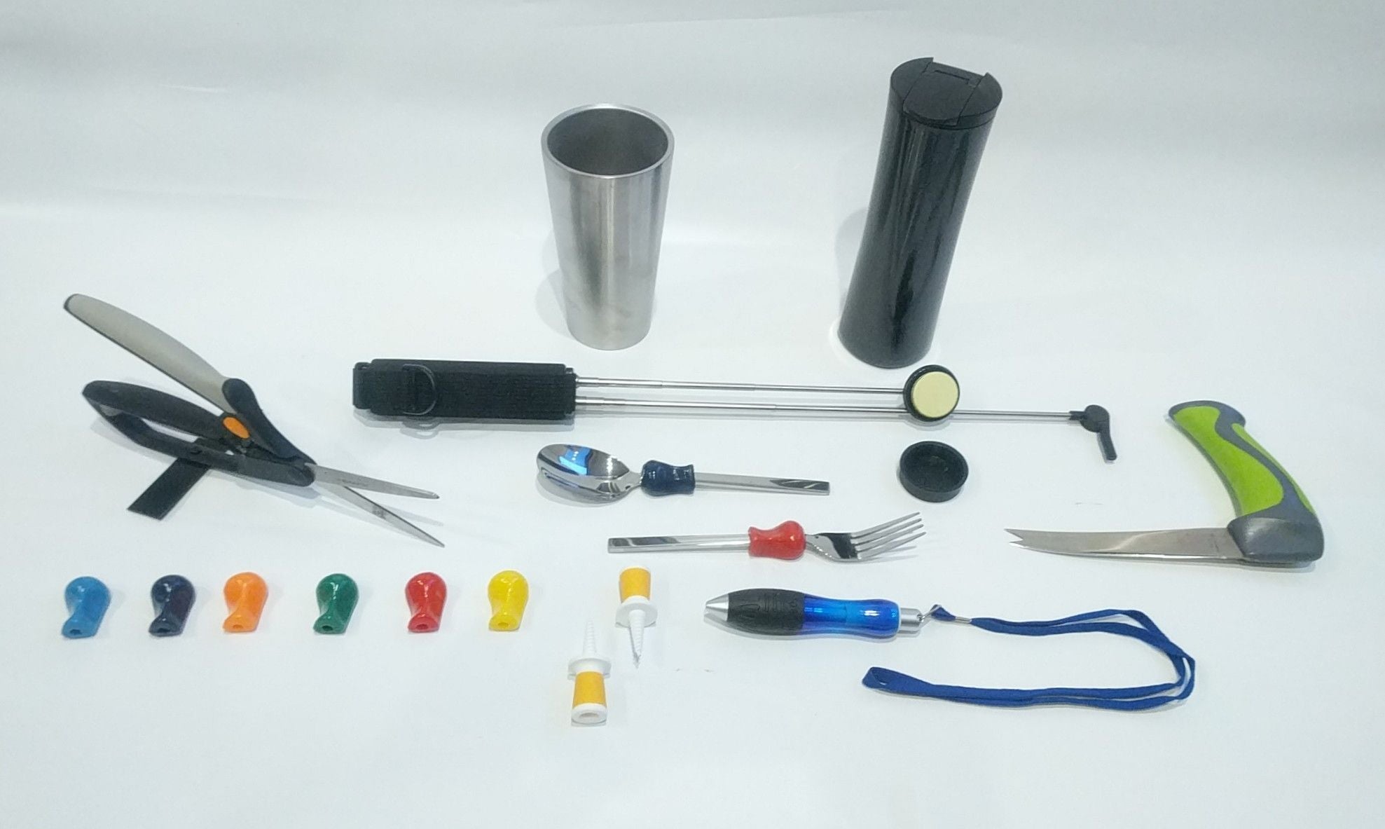 Included PowerGrip Independent Living Occupational Therapy Bundle - drink hot beverages without burning your fingers, pick up items from the floor, eat soup or cut open the packaging of a snack