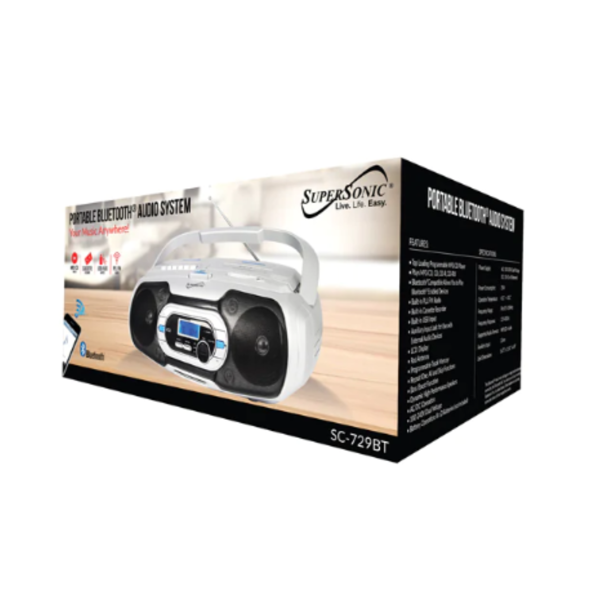 Supersonic Bluetooth Portable Audio System by Jupiter Gear