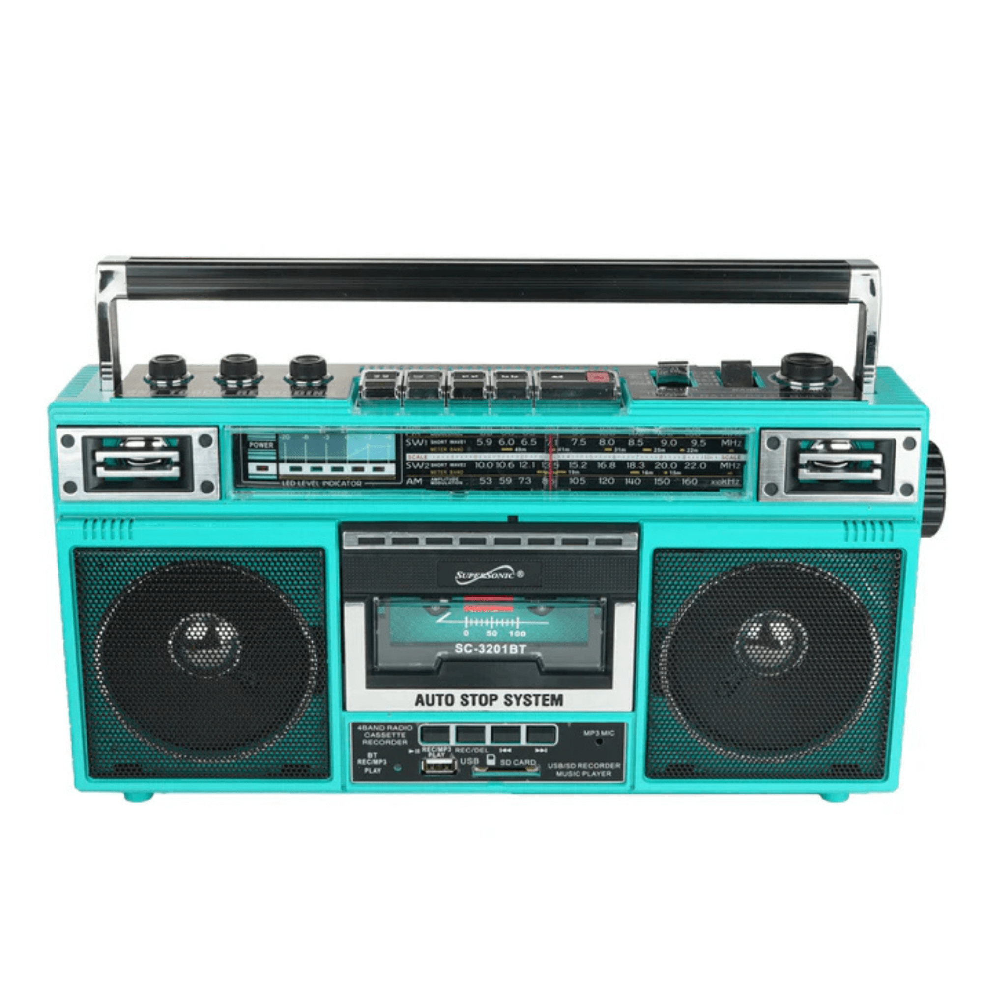 Supersonic 4 Band Bluetooth Radio & Cassette Player + Cassette To Mp3 Converter by Jupiter Gear