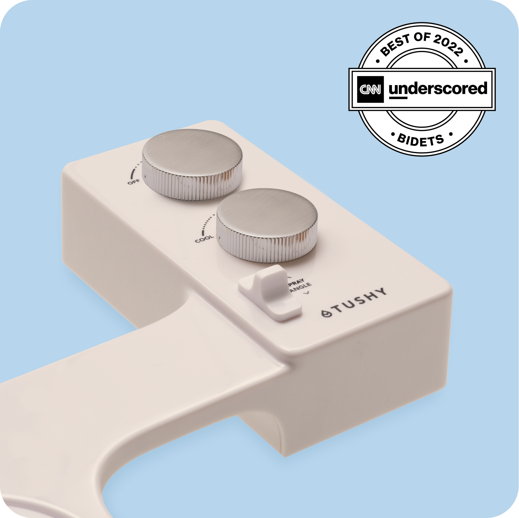 Tushy Spa 3.0 Biscuit/Platinum - a warm water bidet attachment by TUSHY