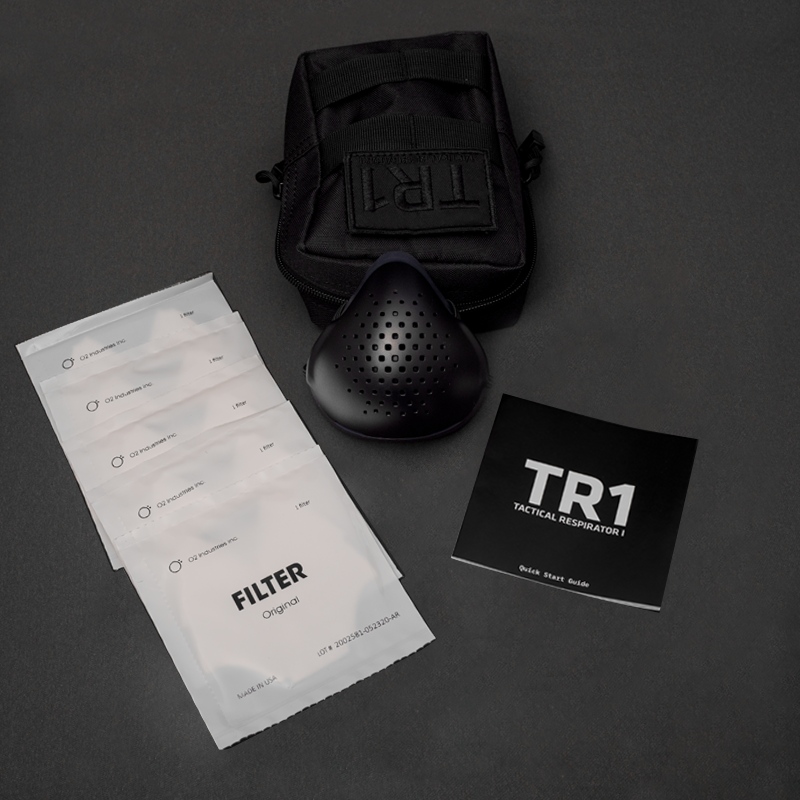 TR1 Respirator w/ Tactical Pouch & 5 O2 Filters by O2Canada.com