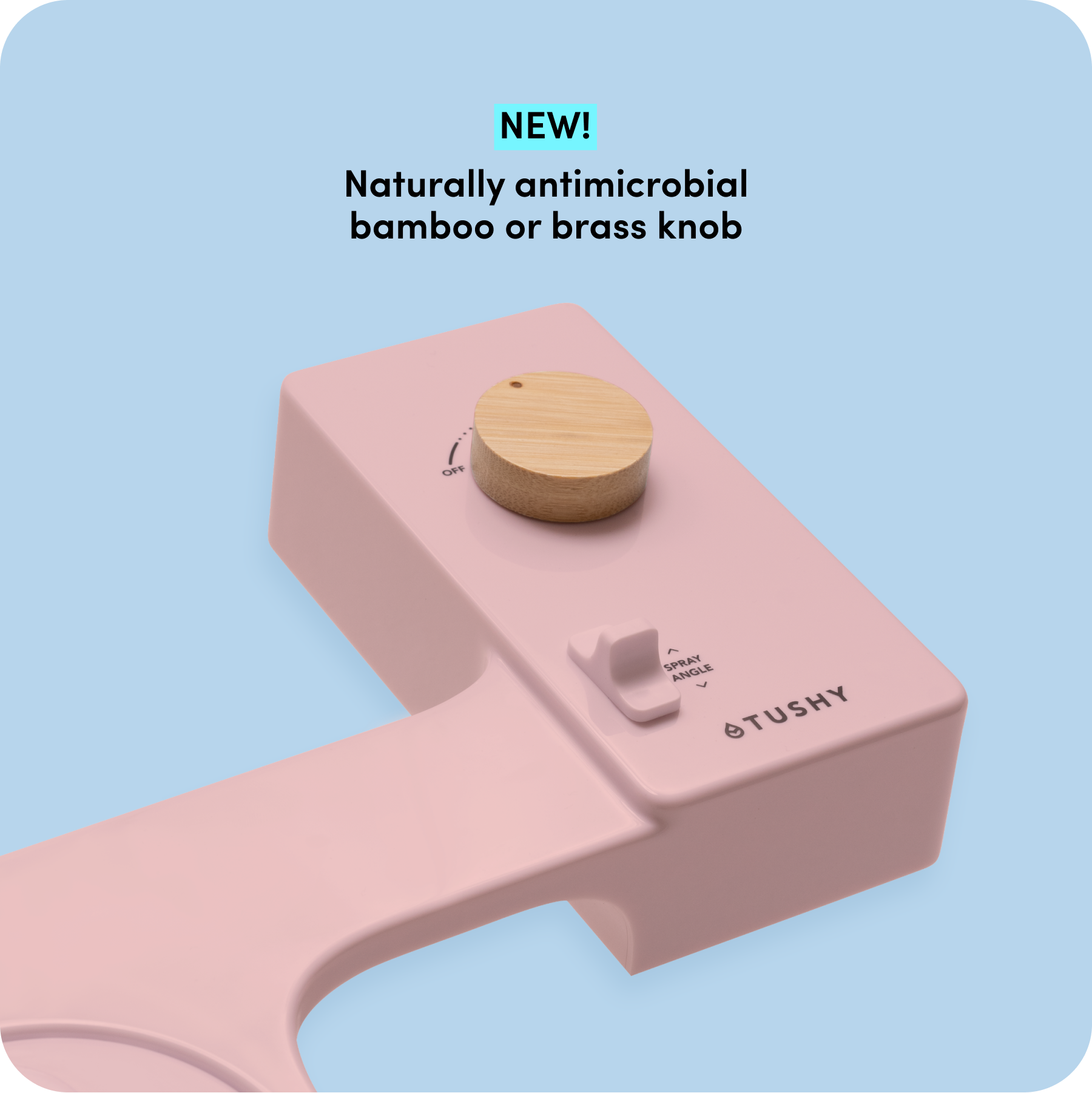 Tushy Classic 3.0 Pink/Bamboo - a classic affordable bidet attachment by TUSHY