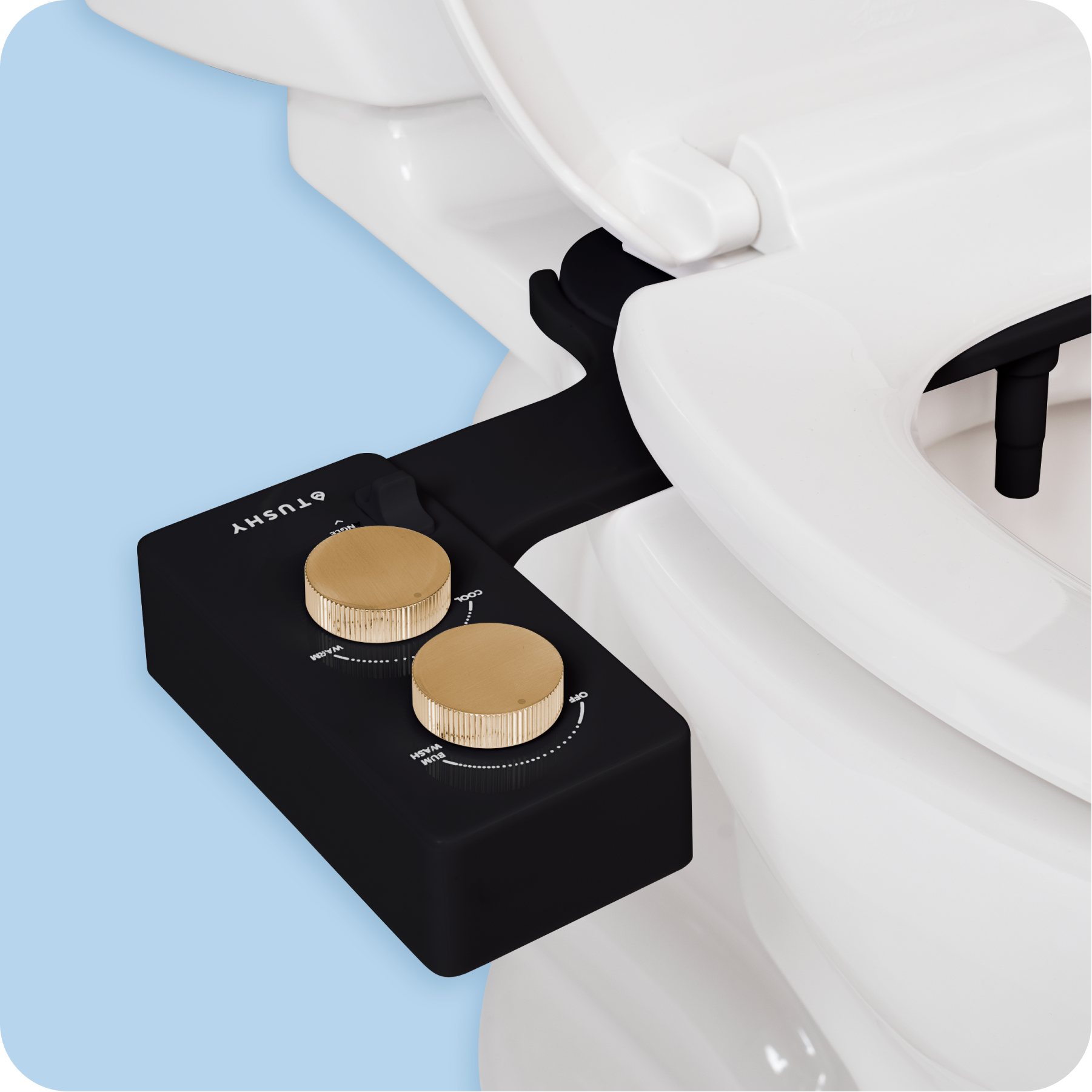 Tushy Spa 3.0 Black/Gold - a warm water bidet attachment by TUSHY