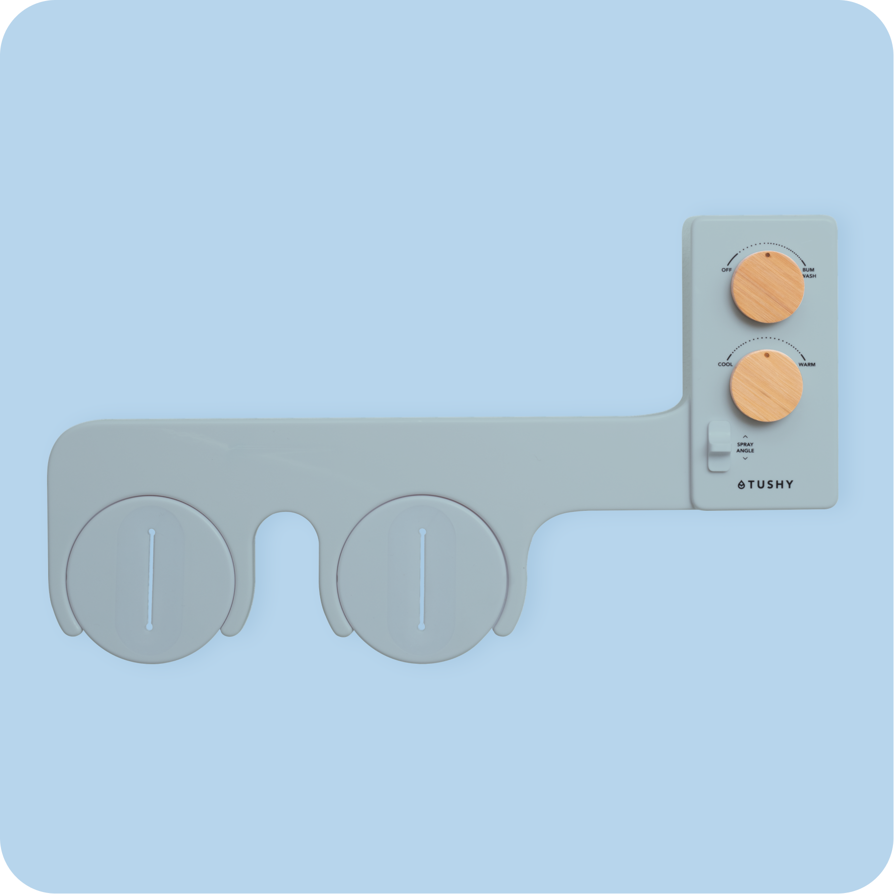 Tushy Spa 3.0 Blue/Bamboo - a warm water bidet attachment by TUSHY