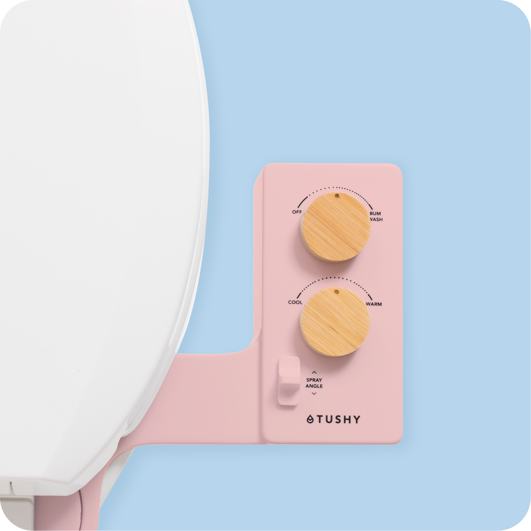 Tushy Spa 3.0 Pink/Bamboo - a warm water bidet attachment by TUSHY