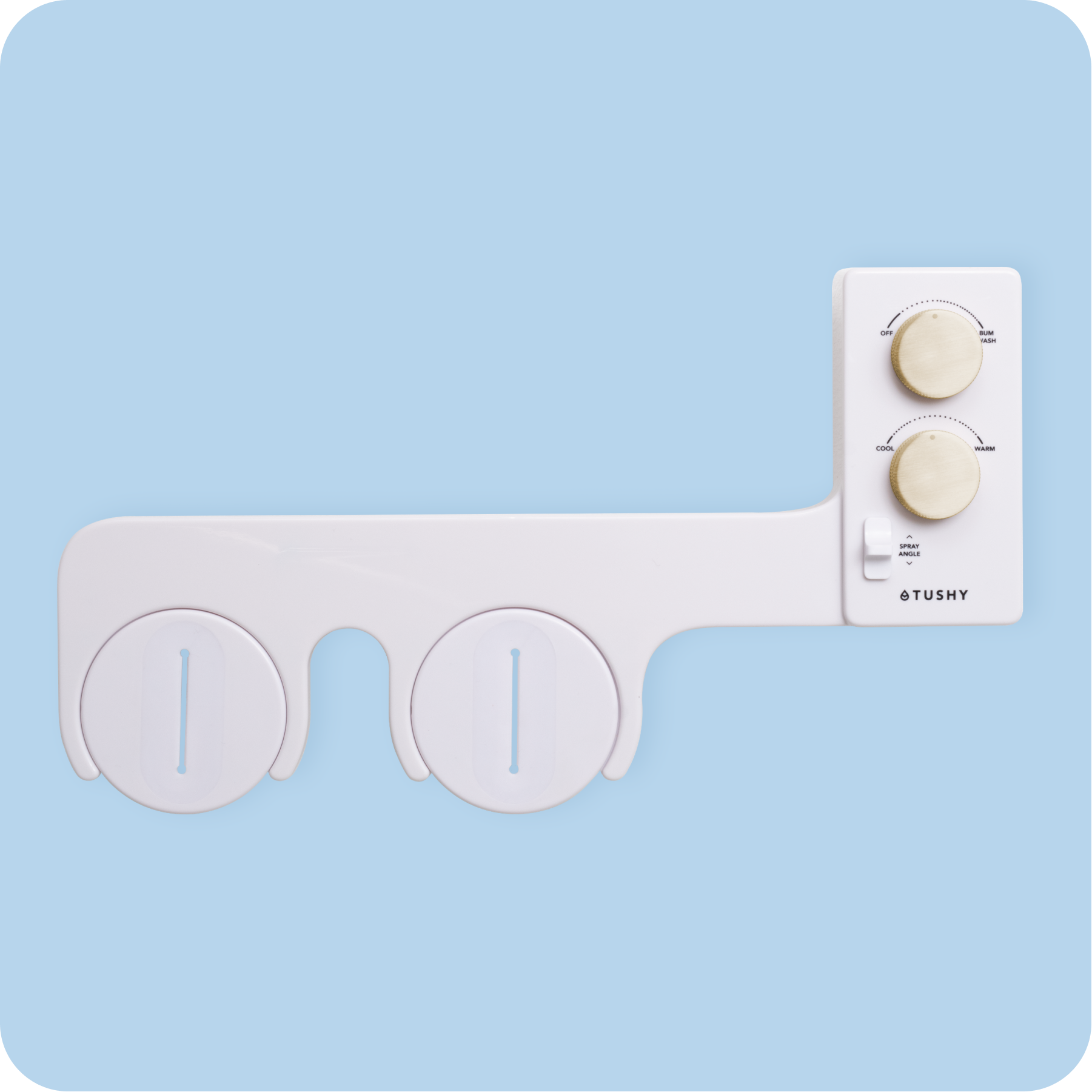 Tushy Spa 3.0 White / Gold-classic - a warm water bidet attachment by TUSHY White with Gold Knobs