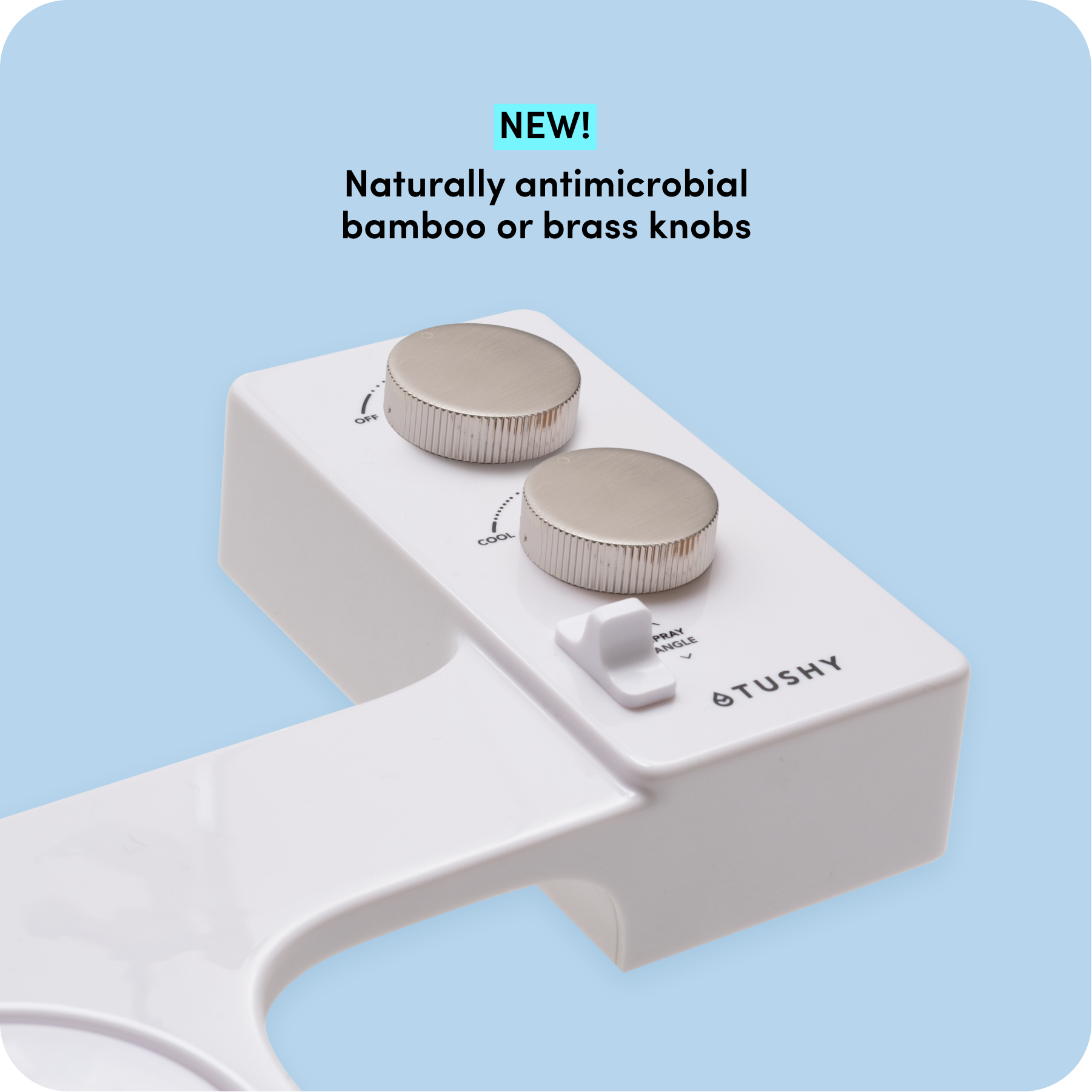 Tushy Spa 3.0 White / Platinum - a warm water bidet attachment by TUSHY White with Platinum Knobs