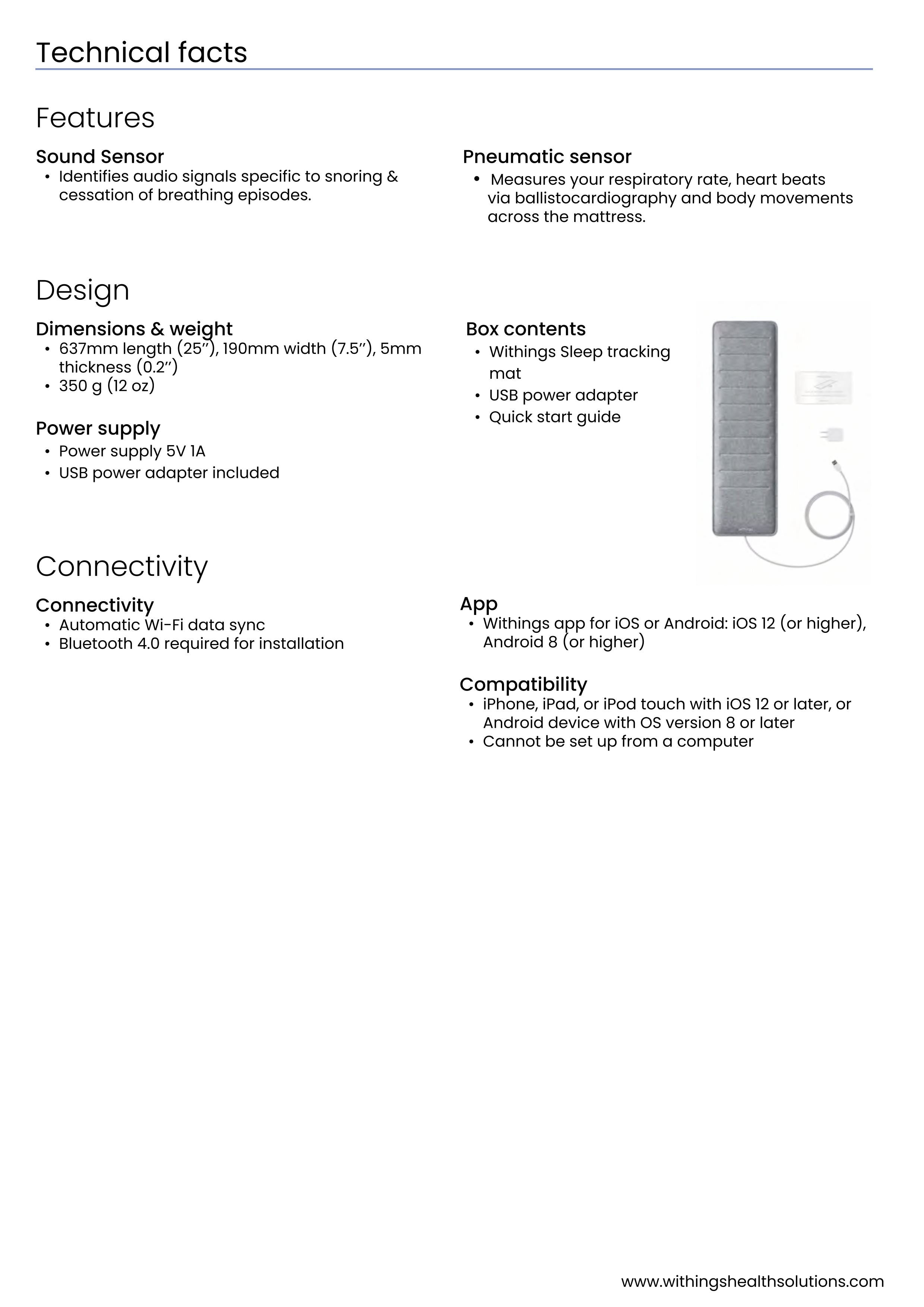 Withings Sleep Tracking Mat
