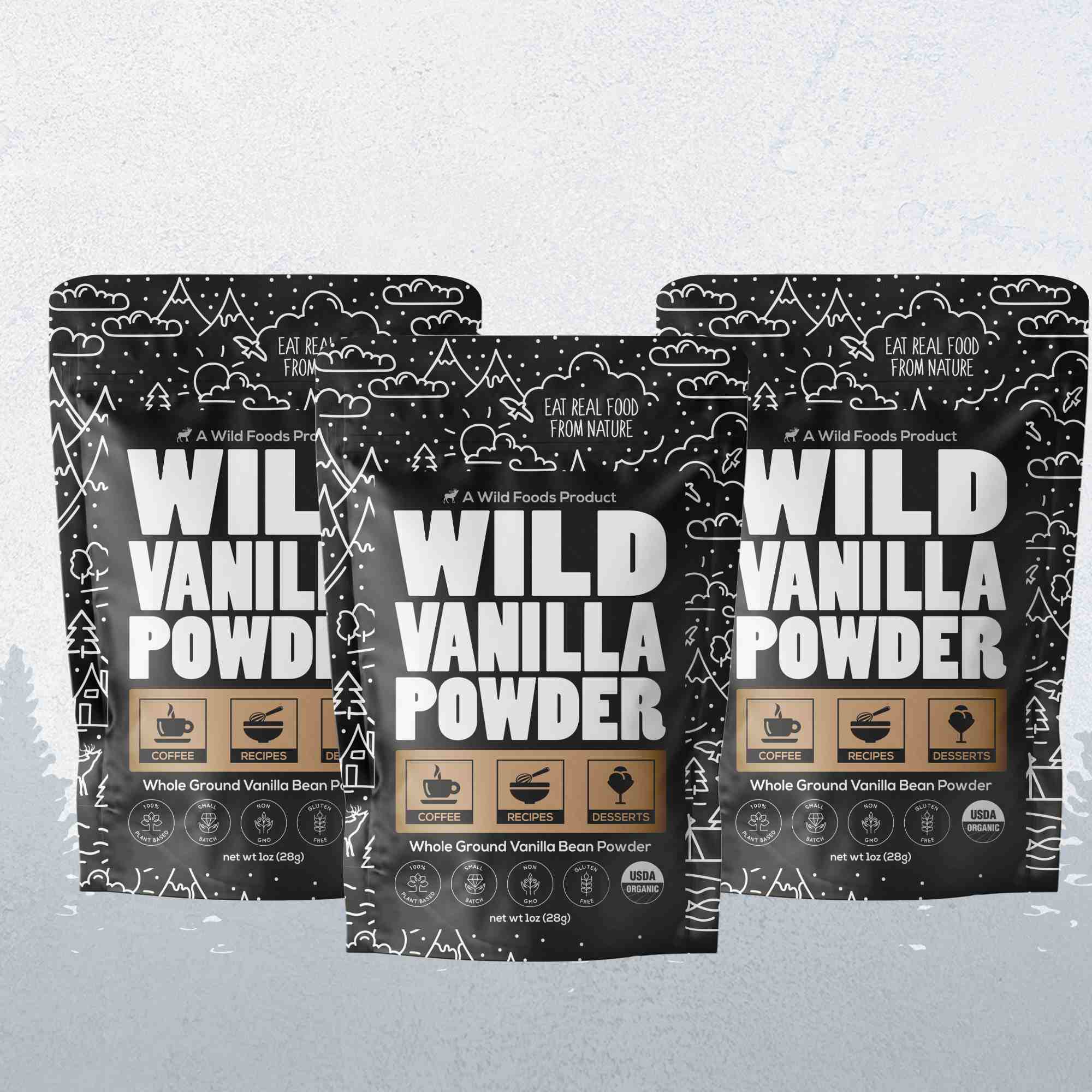 Vanilla Powder, 28 servings - Organic Ground Whole Vanilla Beans by Wild Foods