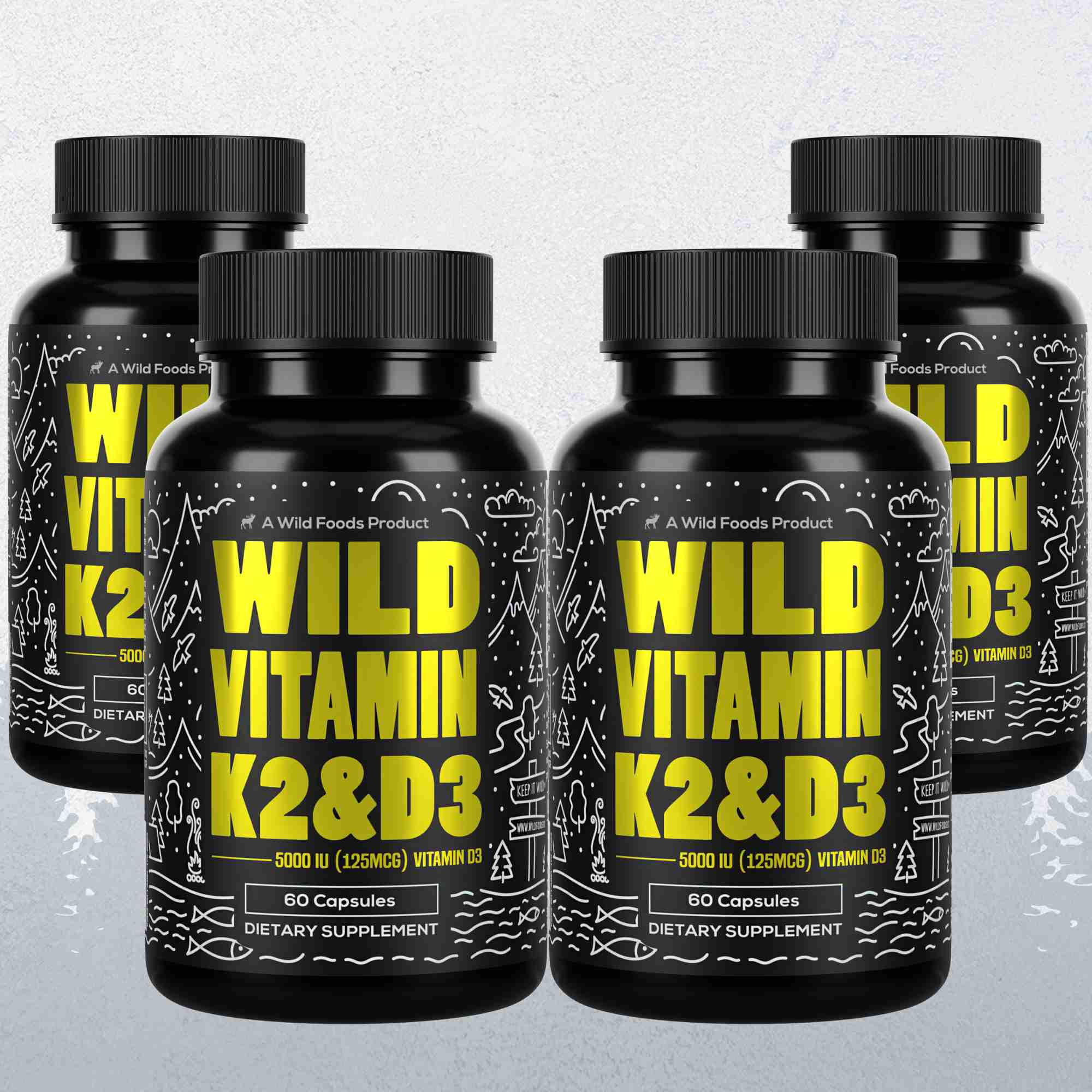 Vitamin K2 (MK-7) & Vitamin D3 (5000 IU) & Black Pepper Extract by Wild Foods