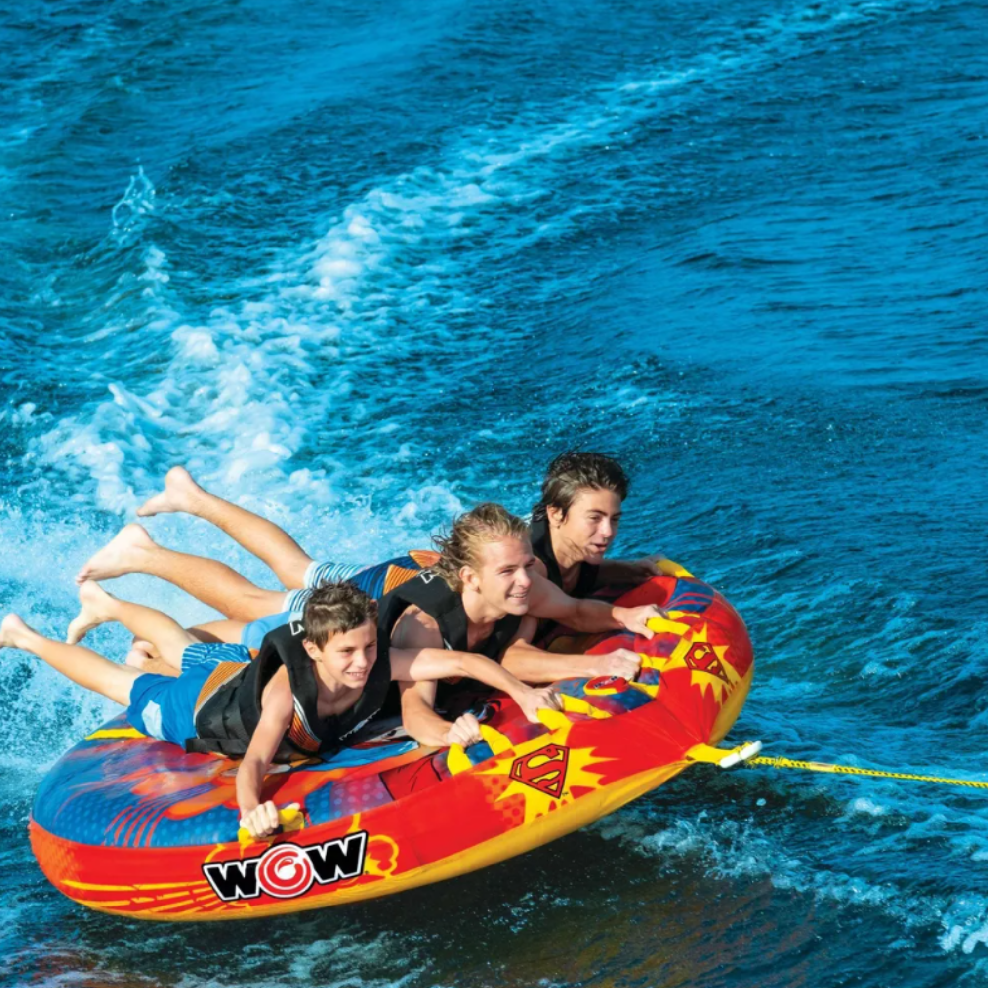 WOW Sports DC Comics Superman 3-Person Soft Top Deck Tube Towable by Jupiter Gear