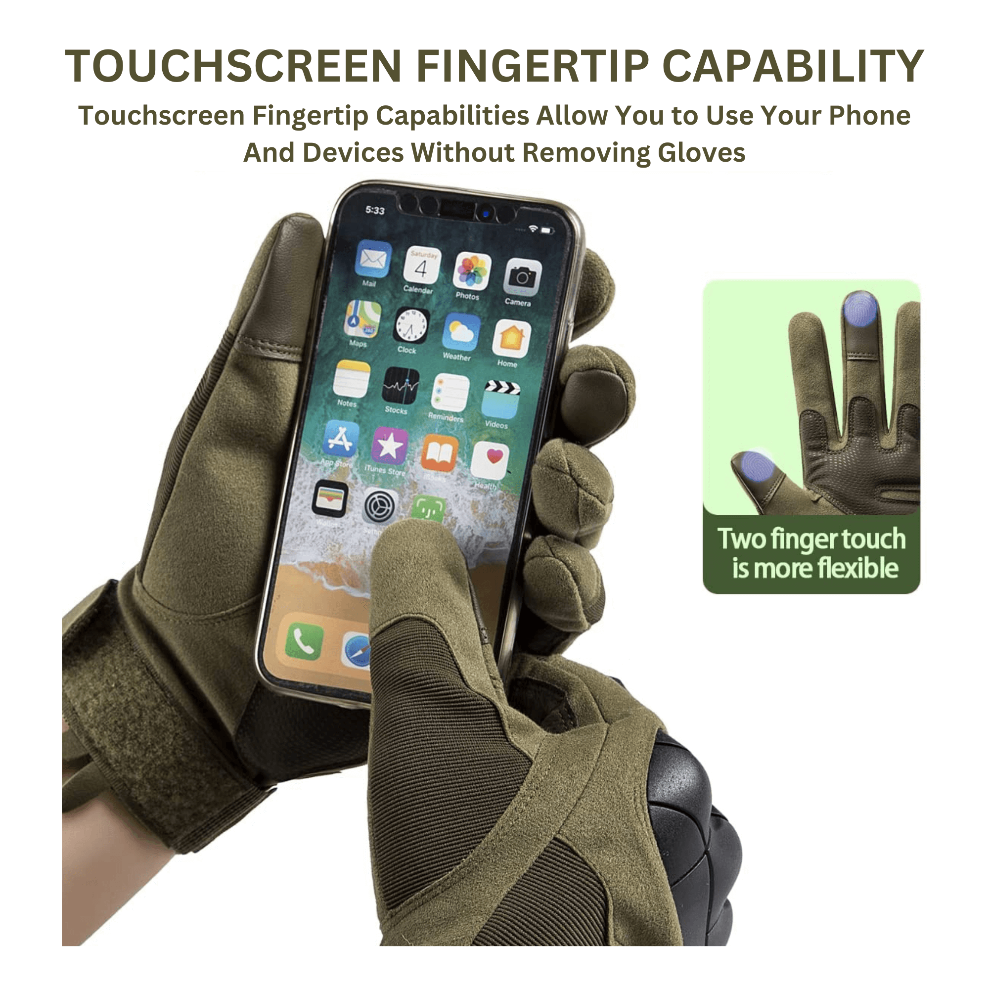 Tactical Military Airsoft Gloves for Outdoor Sports, Paintball, and Motorcycling with Touchscreen Fingertip Capability by Jupiter Gear