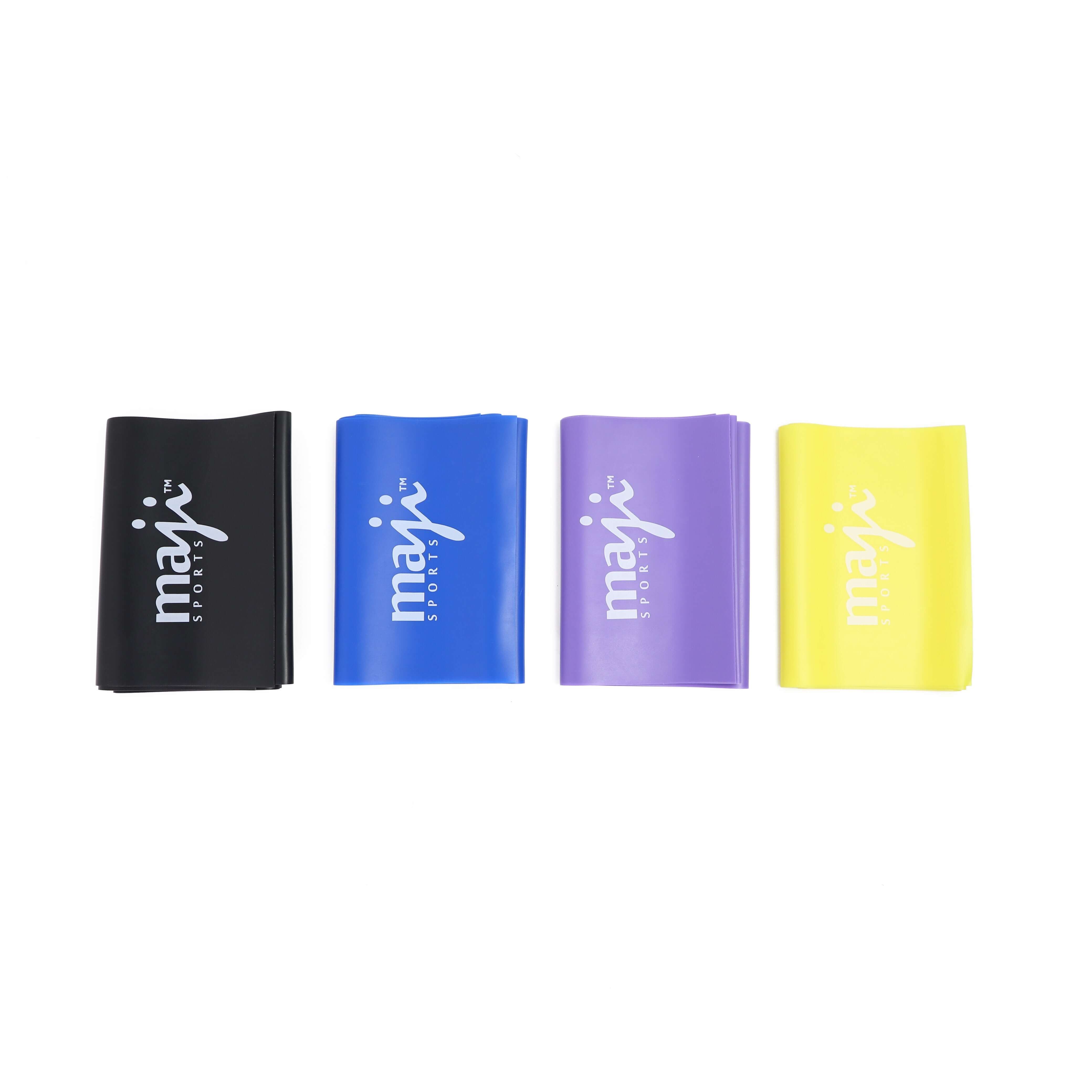 Maji Sports Full Body Exercise and Stretch Bands - Variable Resistance 4 Pack by Jupiter Gear