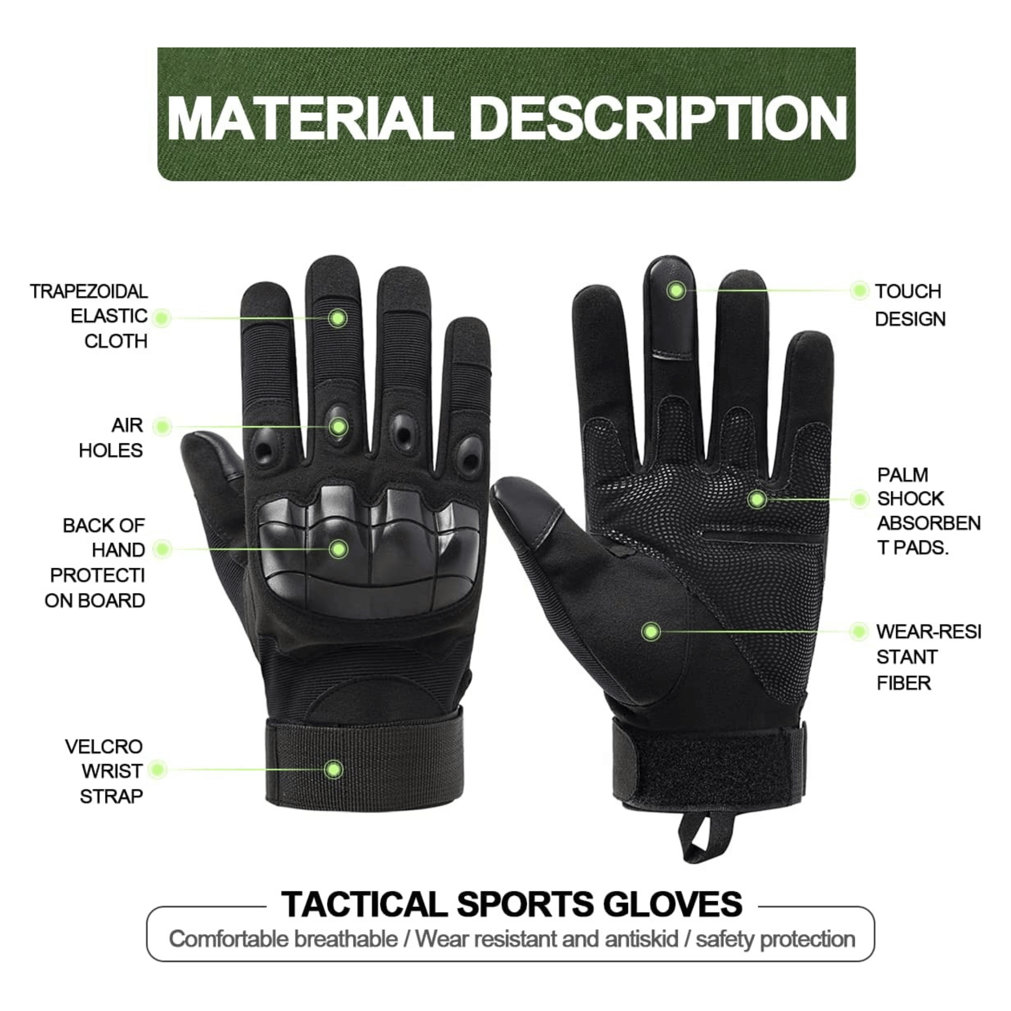 Tactical Military Airsoft Gloves for Outdoor Sports, Paintball, and Motorcycling with Touchscreen Fingertip Capability by Jupiter Gear