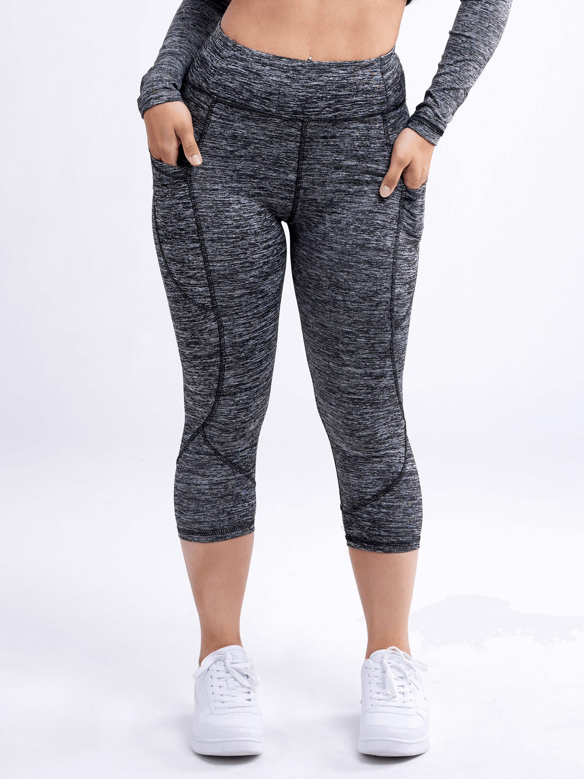 JupiterGear Mid-Rise Capri Fitness Leggings with Side Pockets by Jupiter Gear