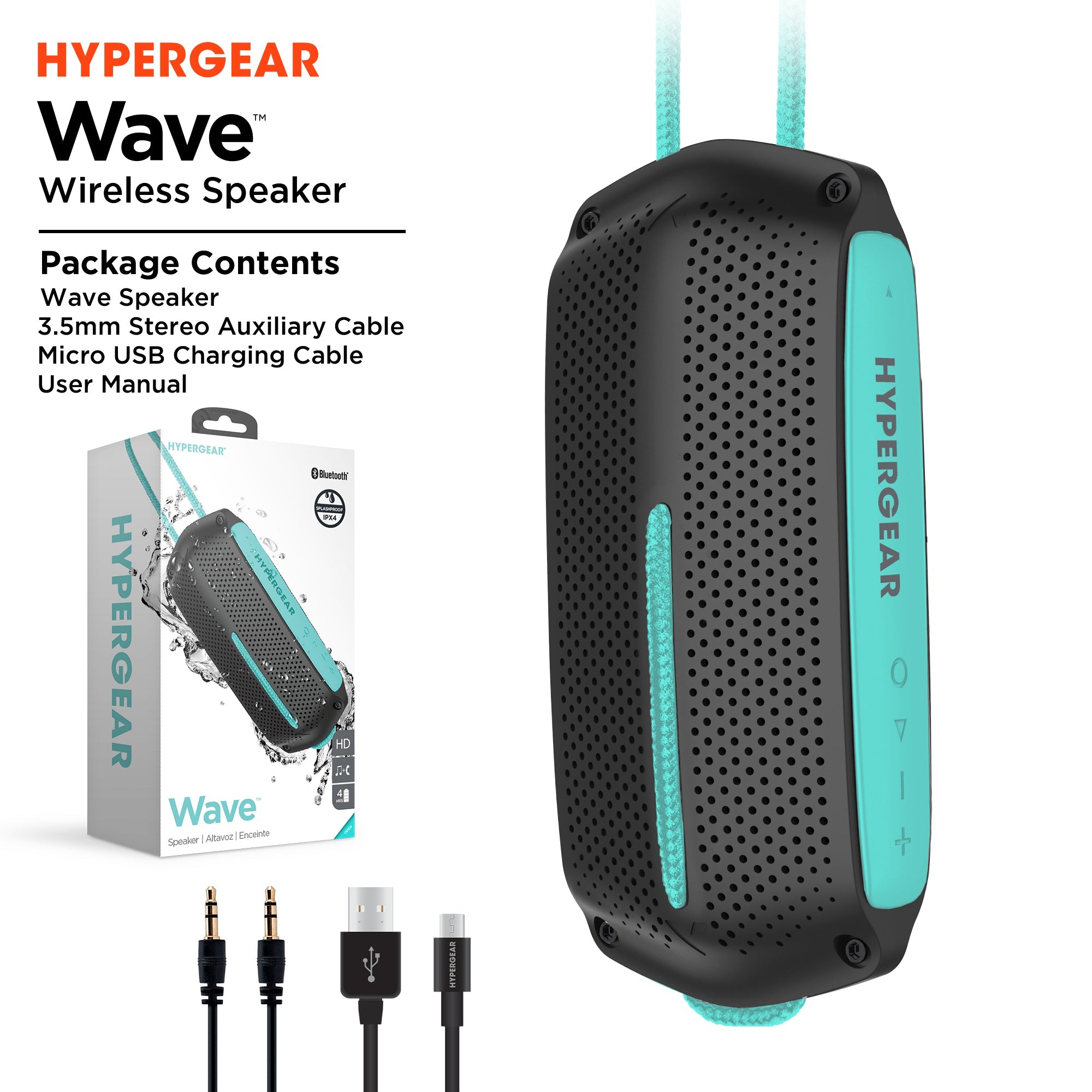 HyperGear Wave Water Resistant Wireless Speaker with Extended Battery Life by Jupiter Gear