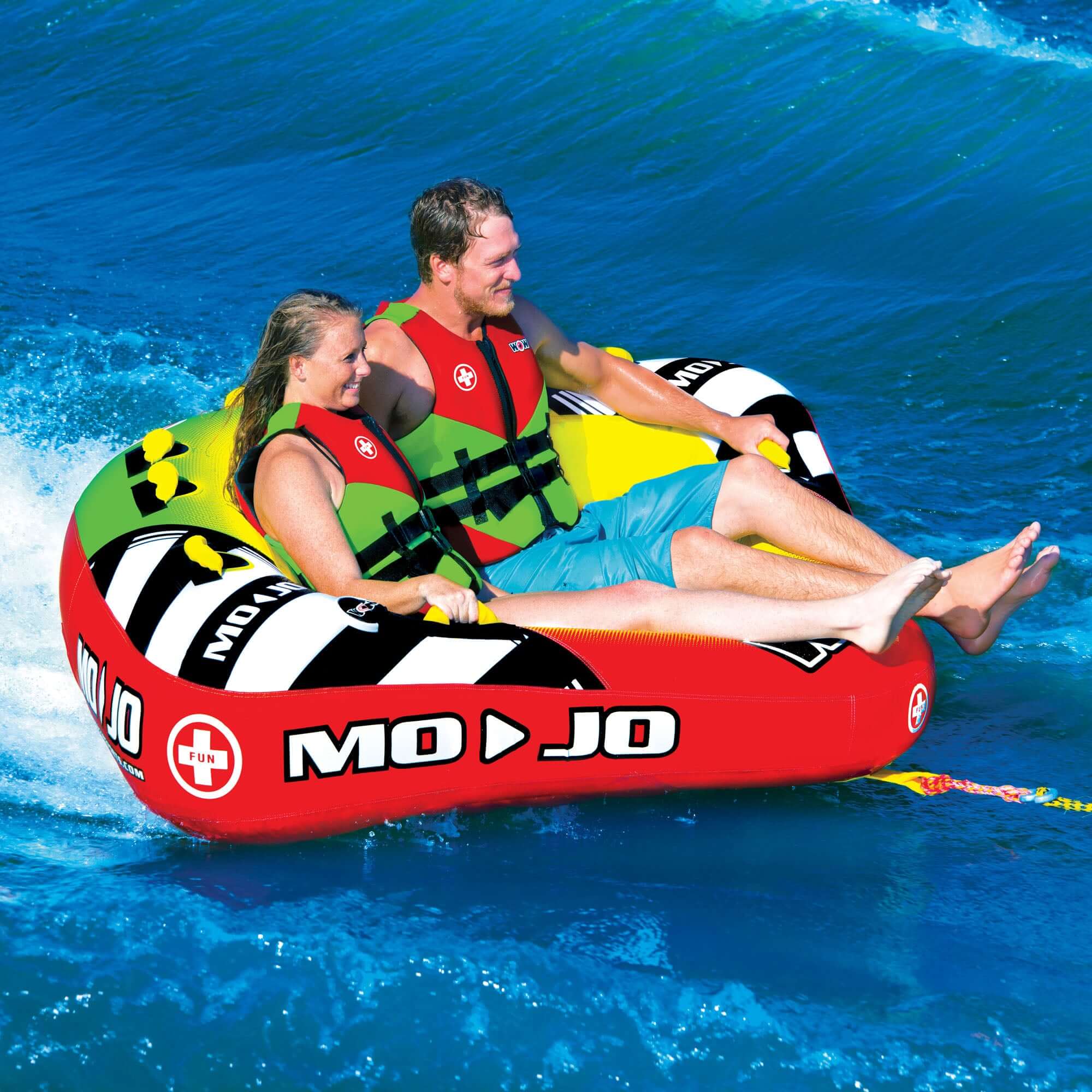 WOW Sports Mojo 1- 3 Person Towable Water Tube For Pool and Lake (16-1070) by Jupiter Gear