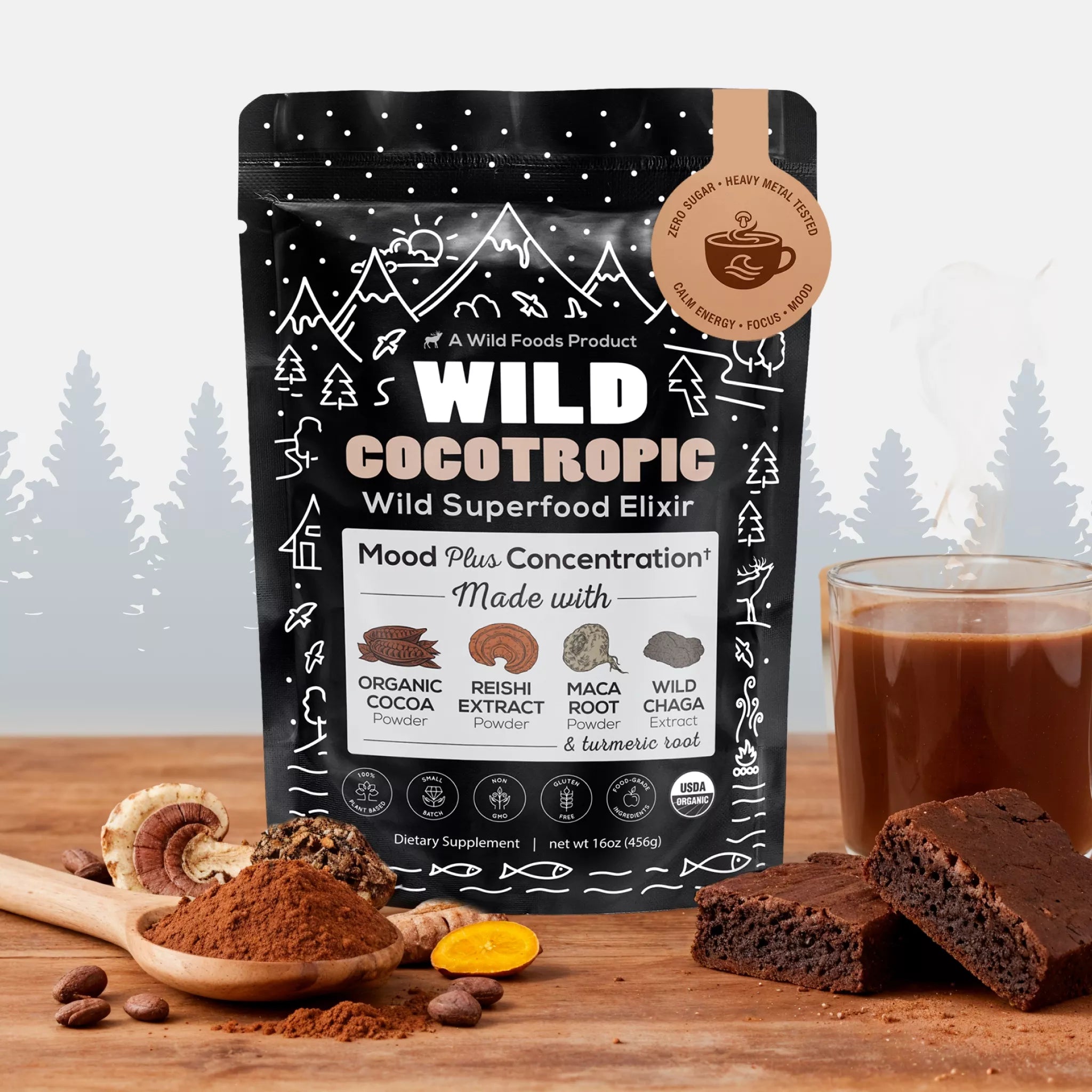 CocoTropic, 32 servings – Organic Mushroom Mix for Energy & Focus by Wild Foods