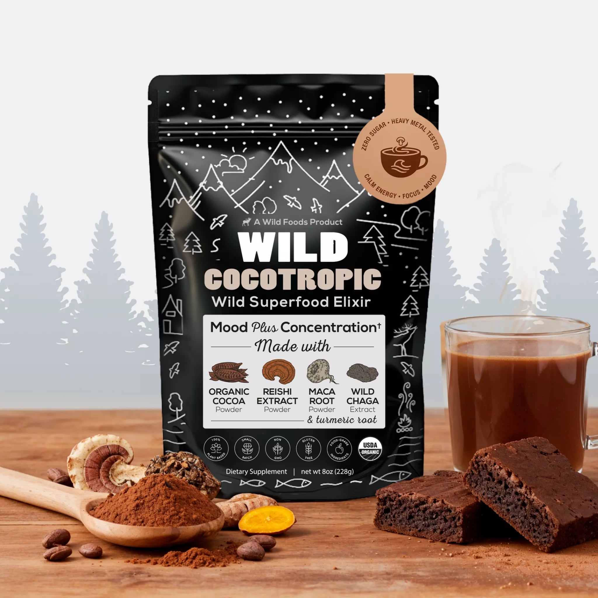 CocoTropic, 32 servings – Organic Mushroom Mix for Energy & Focus by Wild Foods