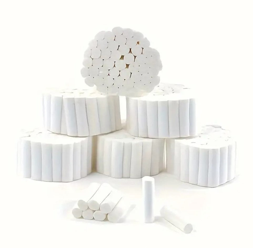 1 1/2" Length Cotton Rolls 5/16"(#1 SM), 3/8"(#2 MD) 2,000pcs/box and 1/2"(#3 LG) 450pcs per box