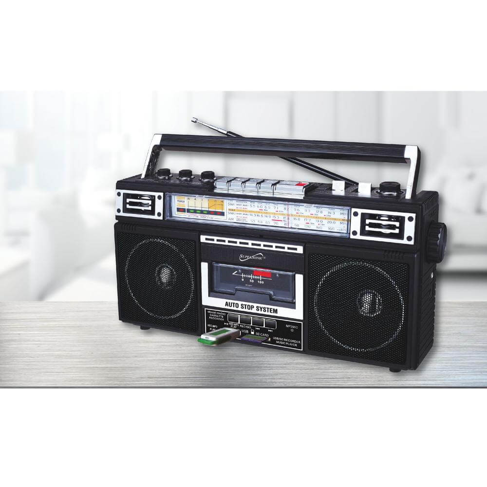 Supersonic 4 Band Bluetooth Radio & Cassette Player + Cassette To Mp3 Converter by Jupiter Gear