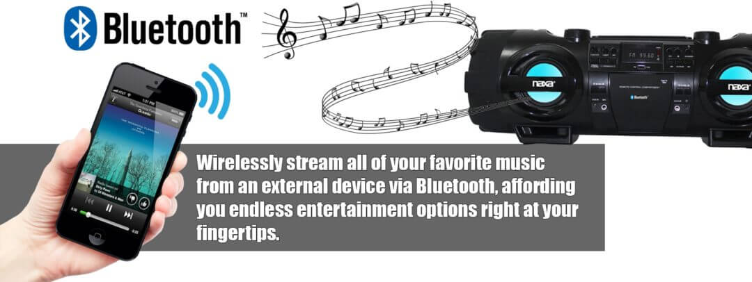 Naxa MP3/CD Bass Reflex Boombox and PA System with Bluetooth by Jupiter Gear