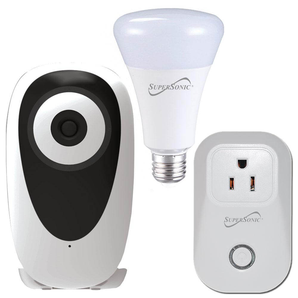 Supersonic 3-Pc. Smart Home Starter Kit with WiFi enabled: HD Camera, Plug, and Bulb by Jupiter Gear
